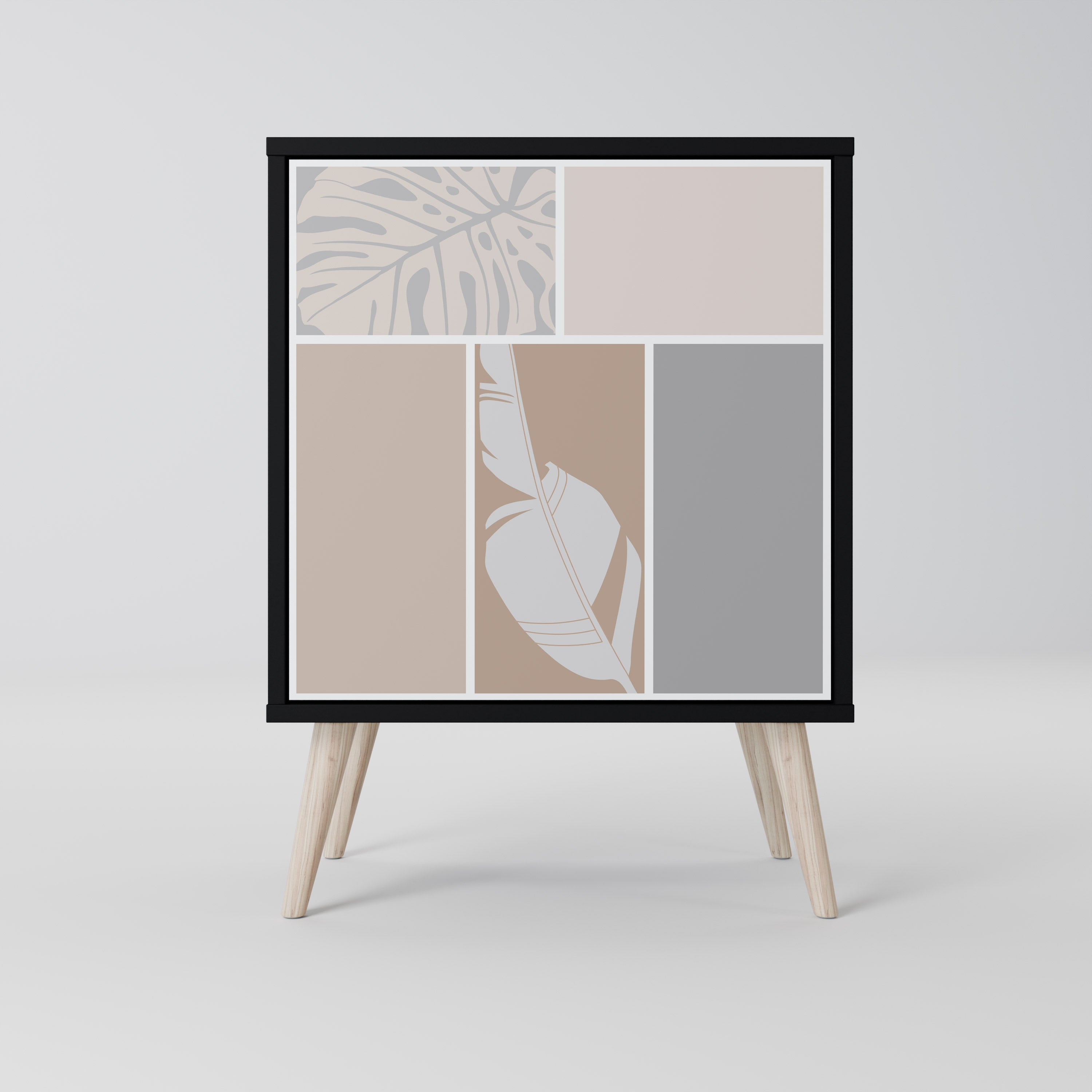 Aparador TROPICAL SHAPES de 1 puerta en acabado negro