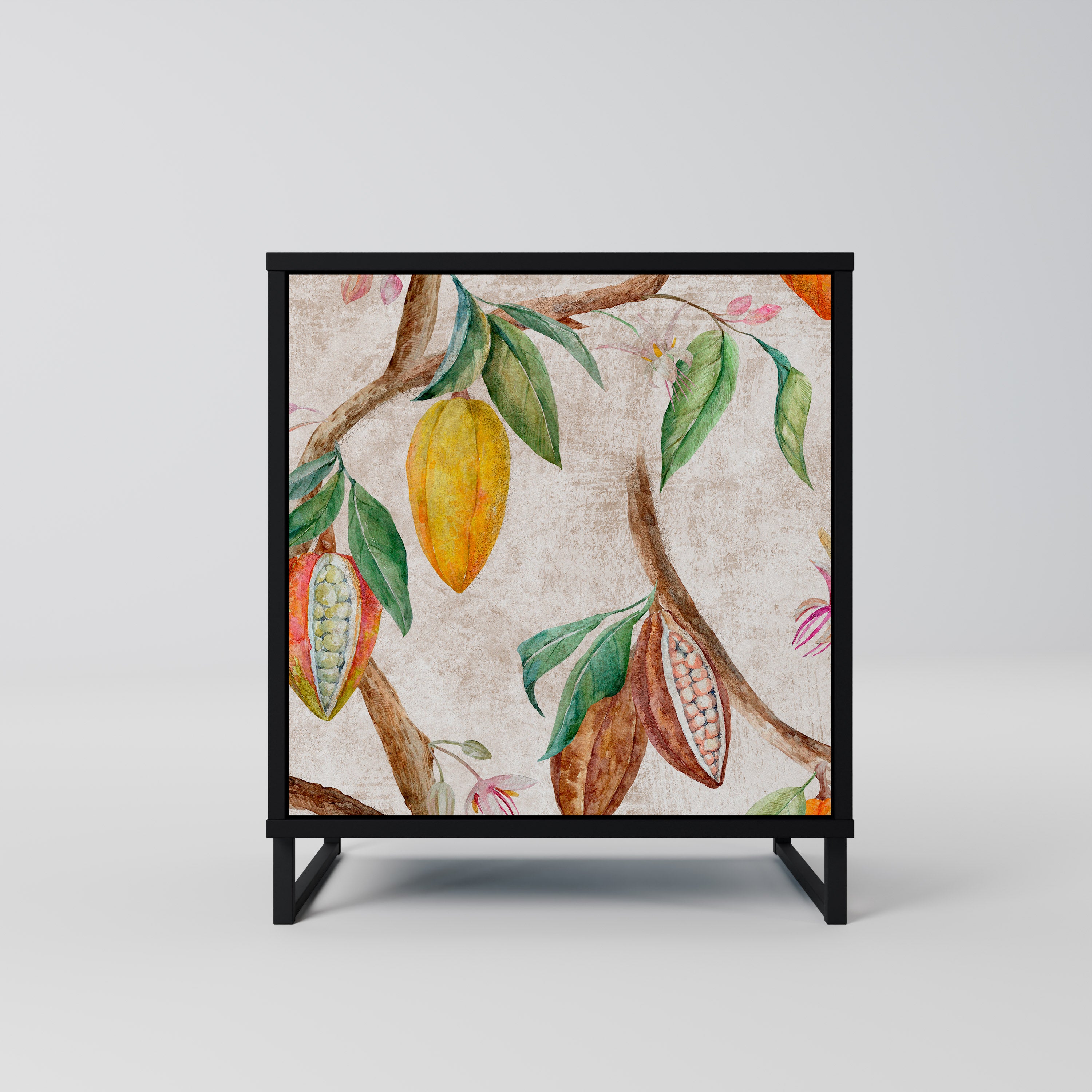 Aparador de 1 puerta COCOA FRUITS en acabado negro