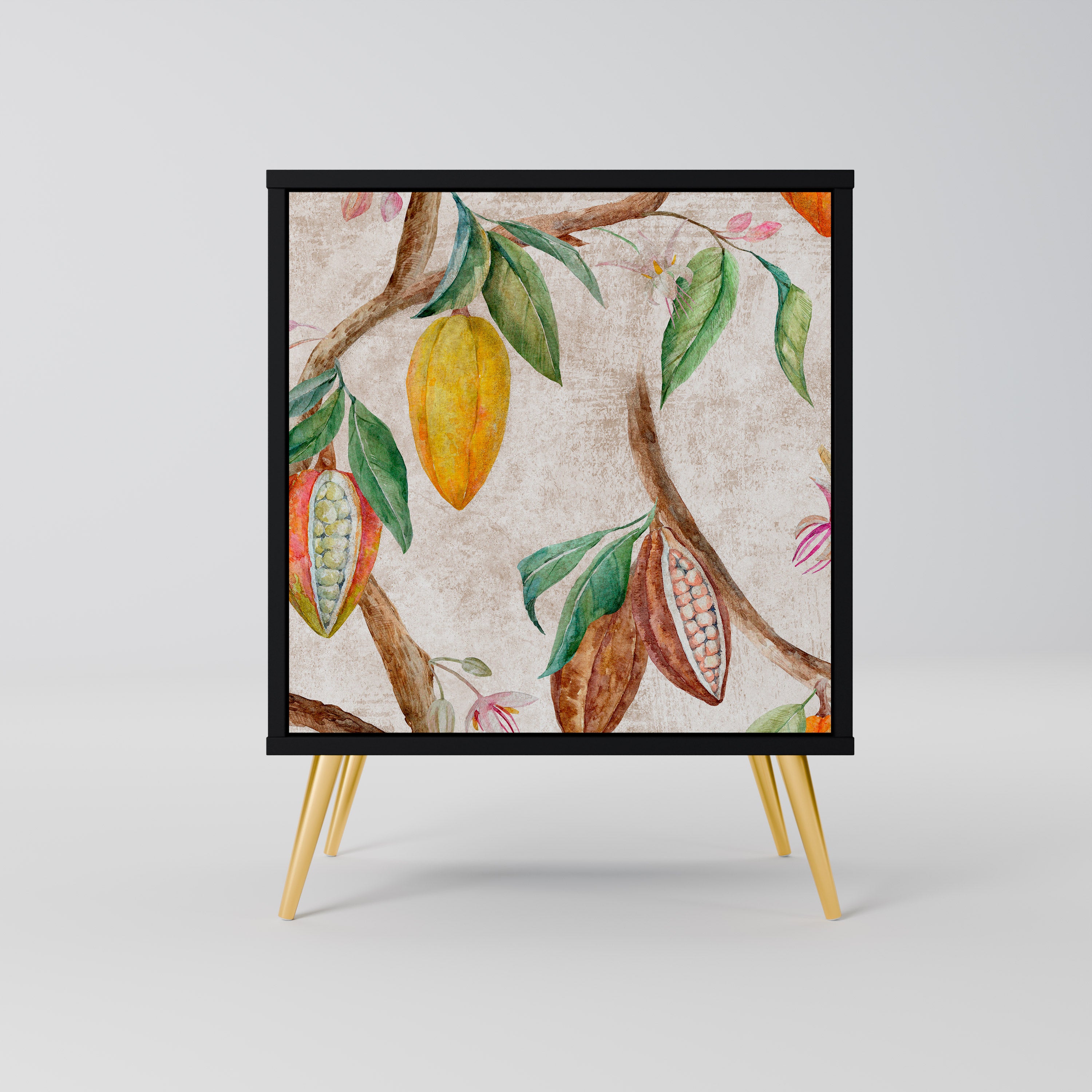 Aparador de 1 puerta COCOA FRUITS en acabado negro