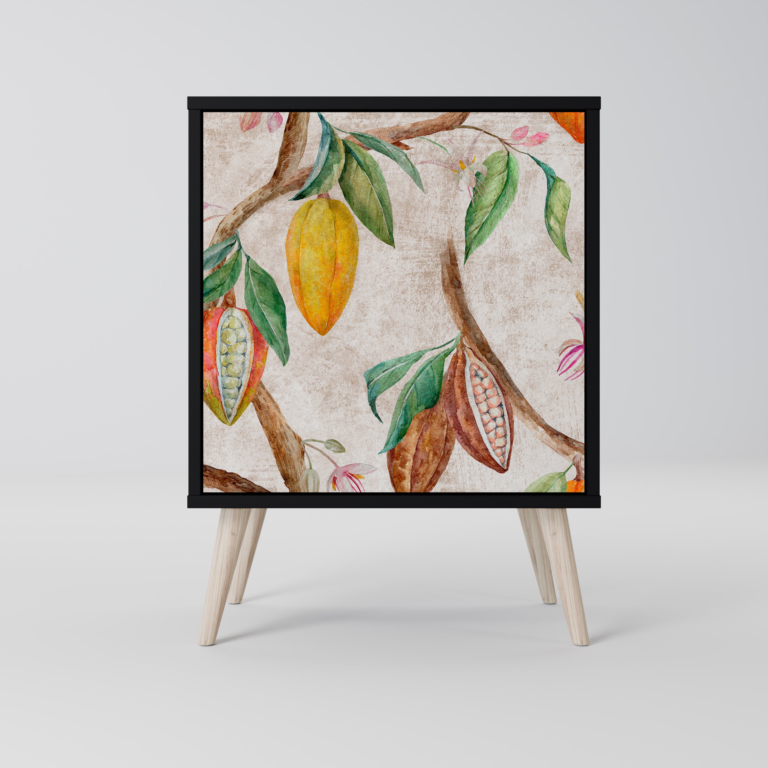 Aparador de 1 puerta COCOA FRUITS en acabado negro