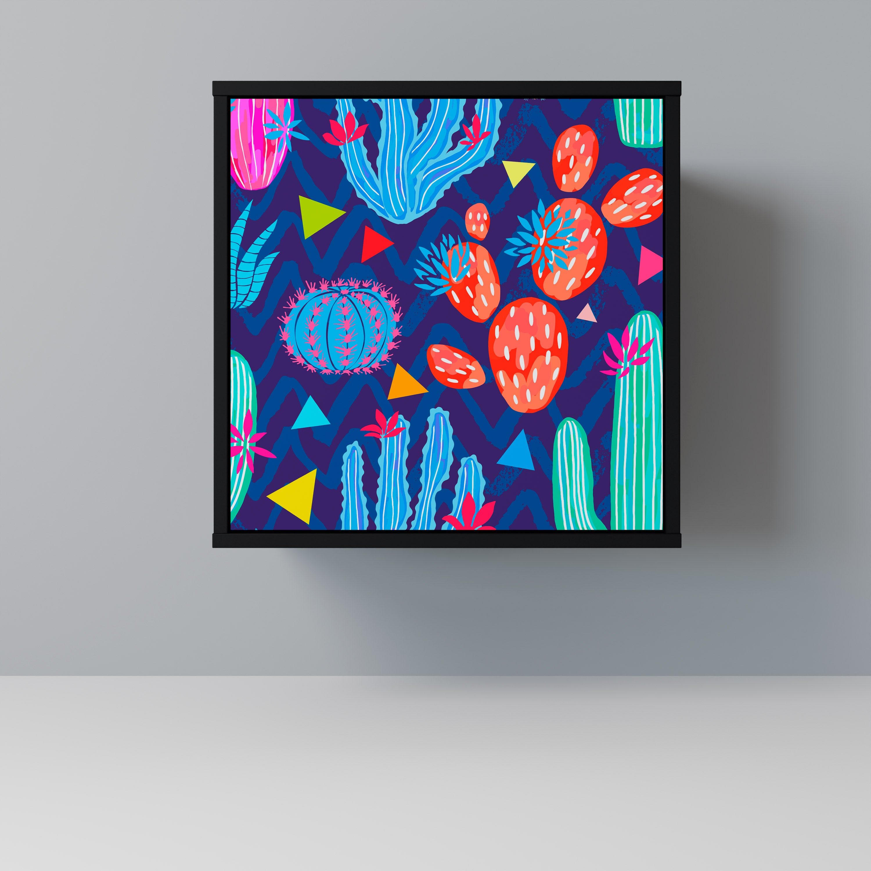 Aparador CACTUS VIBES de 1 puerta en acabado negro