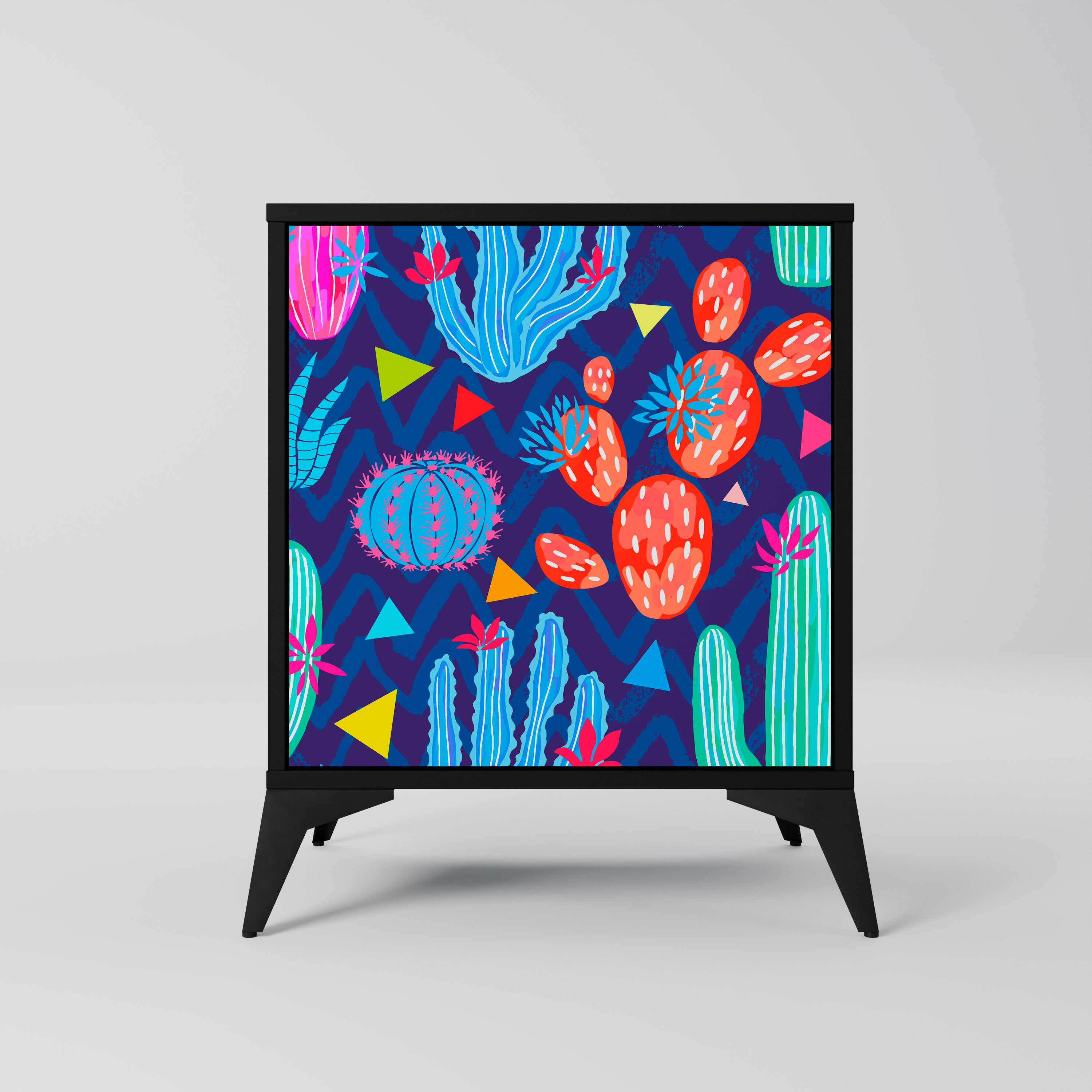 Aparador CACTUS VIBES de 1 puerta en acabado negro