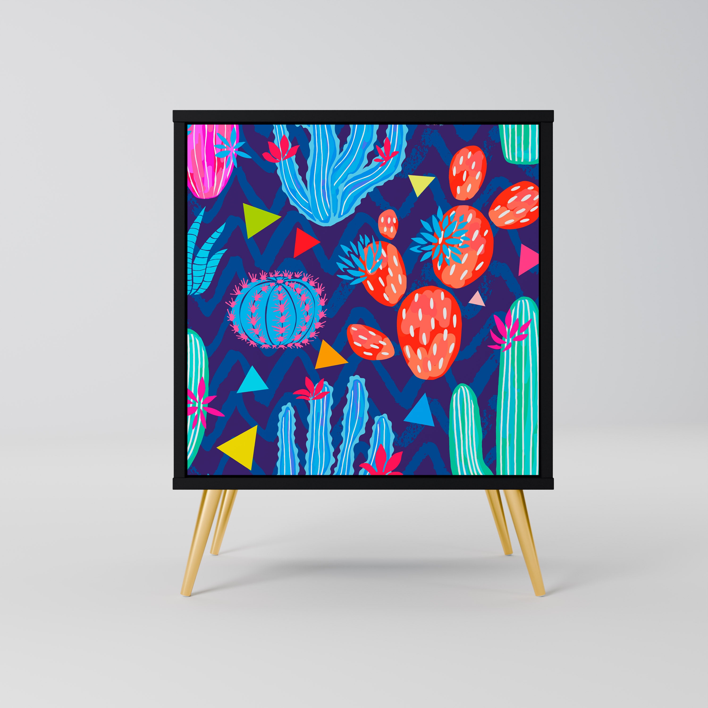 Aparador CACTUS VIBES de 1 puerta en acabado negro