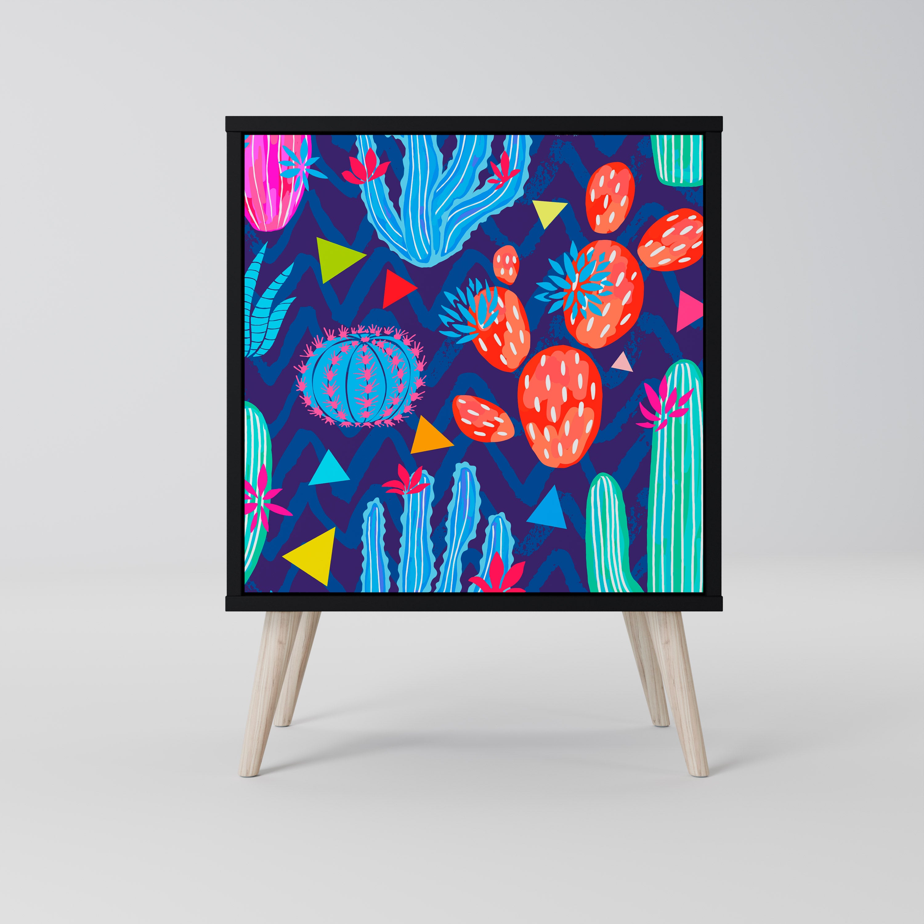 Aparador CACTUS VIBES de 1 puerta en acabado negro