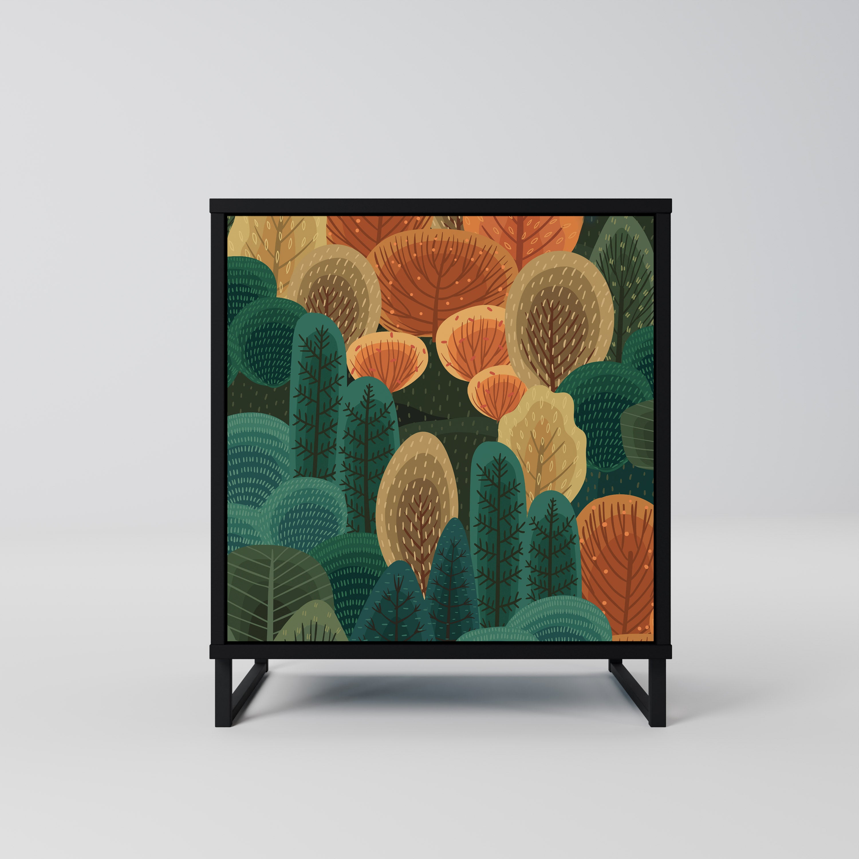 AUTUMN KALEIDOSCOPE 1-Door Sideboard in Black Finish