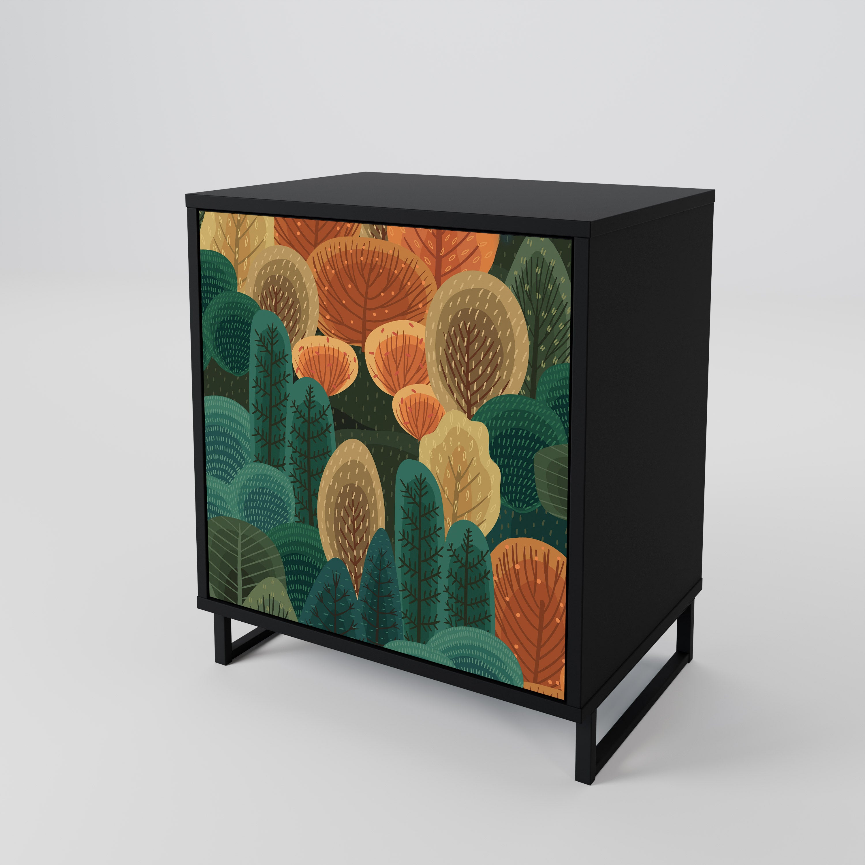 AUTUMN KALEIDOSCOPE 1-Door Sideboard in Black Finish