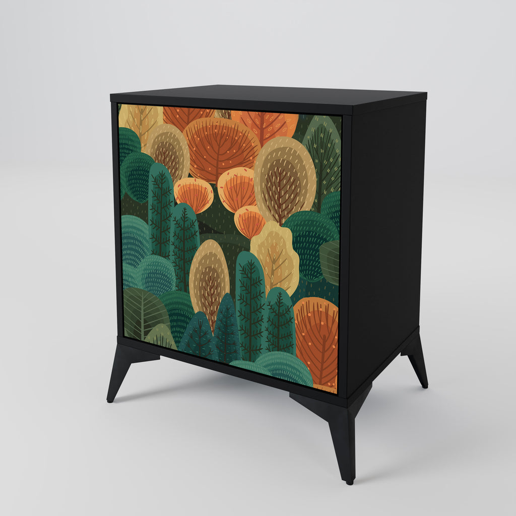 AUTUMN KALEIDOSCOPE 1-Door Sideboard in Black Finish