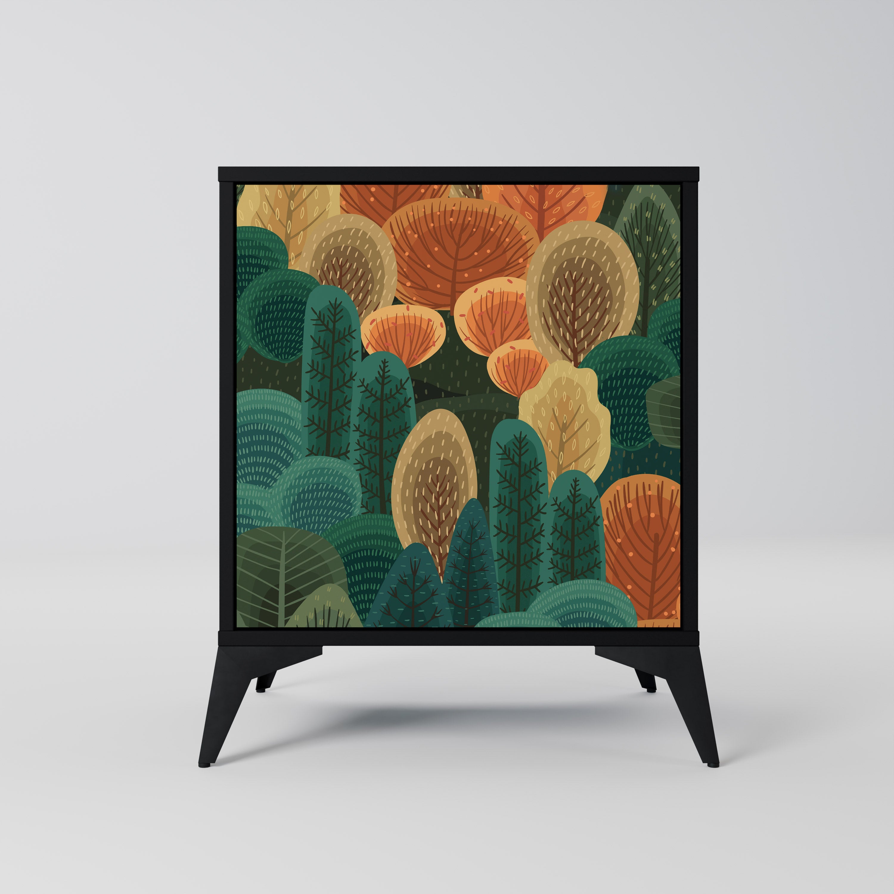 AUTUMN KALEIDOSCOPE 1-Door Sideboard in Black Finish