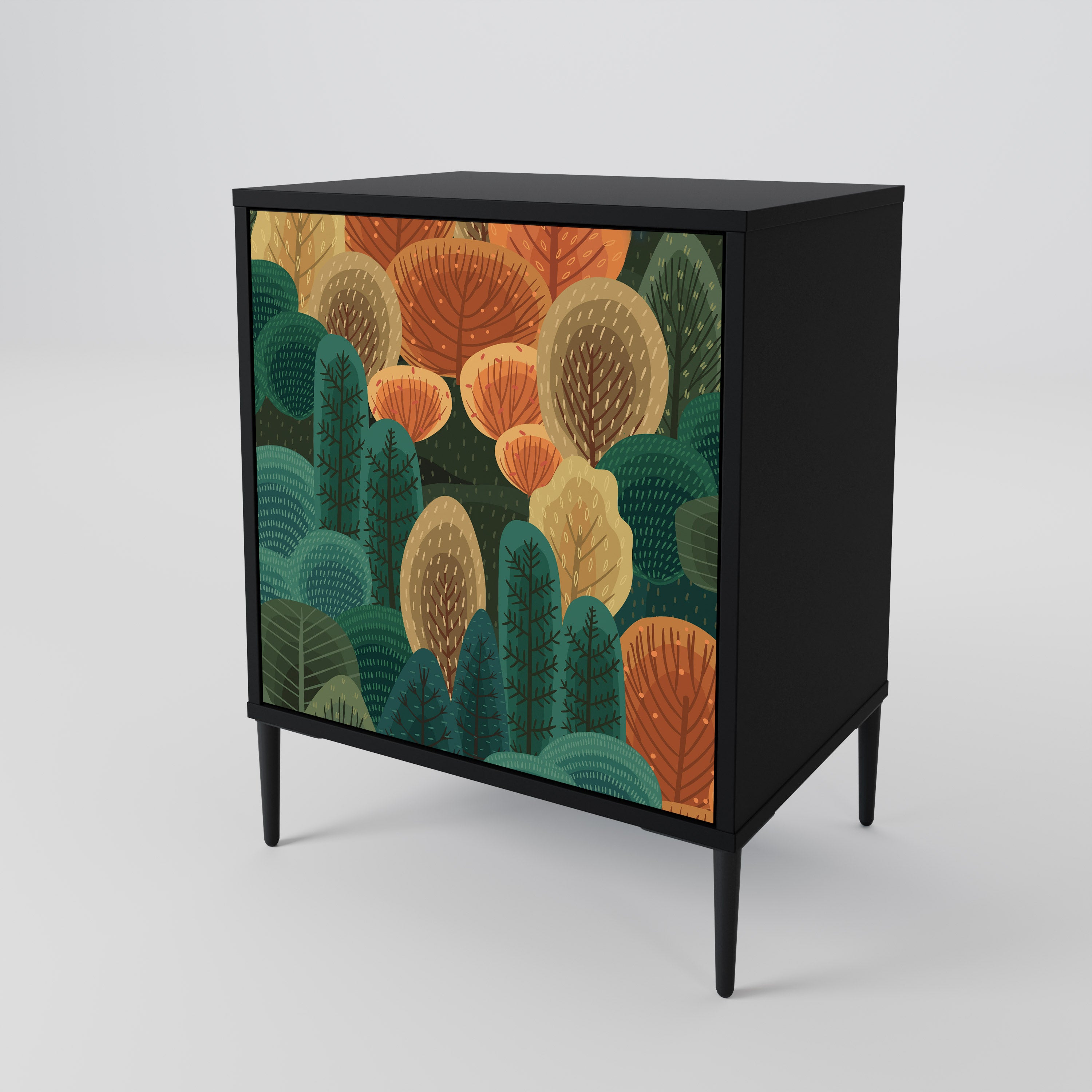 AUTUMN KALEIDOSCOPE 1-Door Sideboard in Black Finish