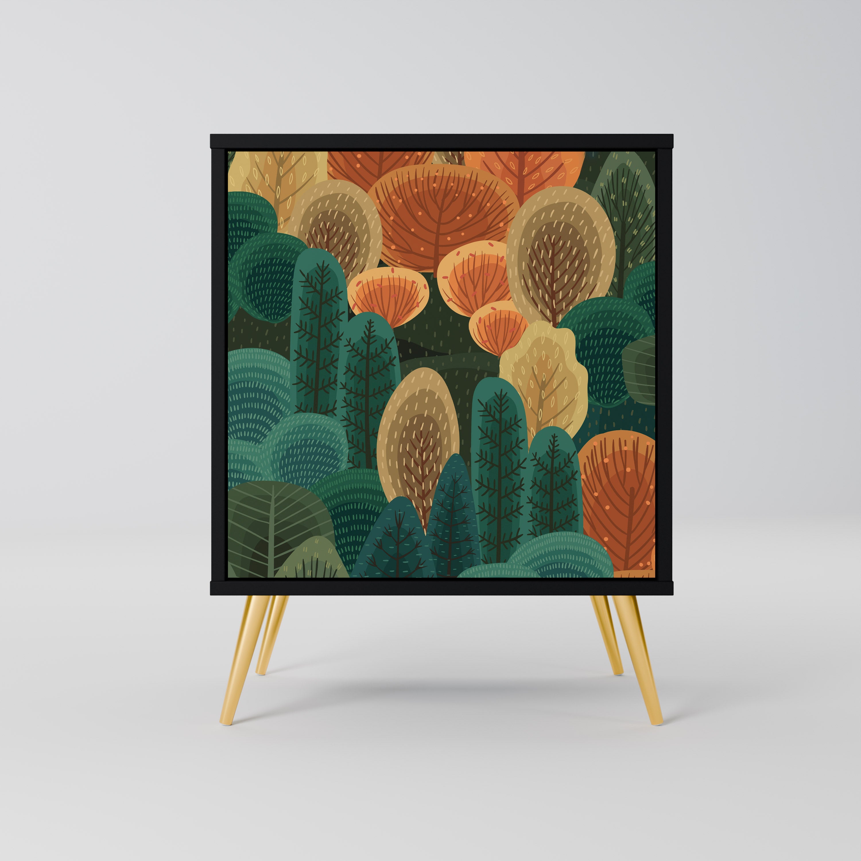 AUTUMN KALEIDOSCOPE 1-Door Sideboard in Black Finish