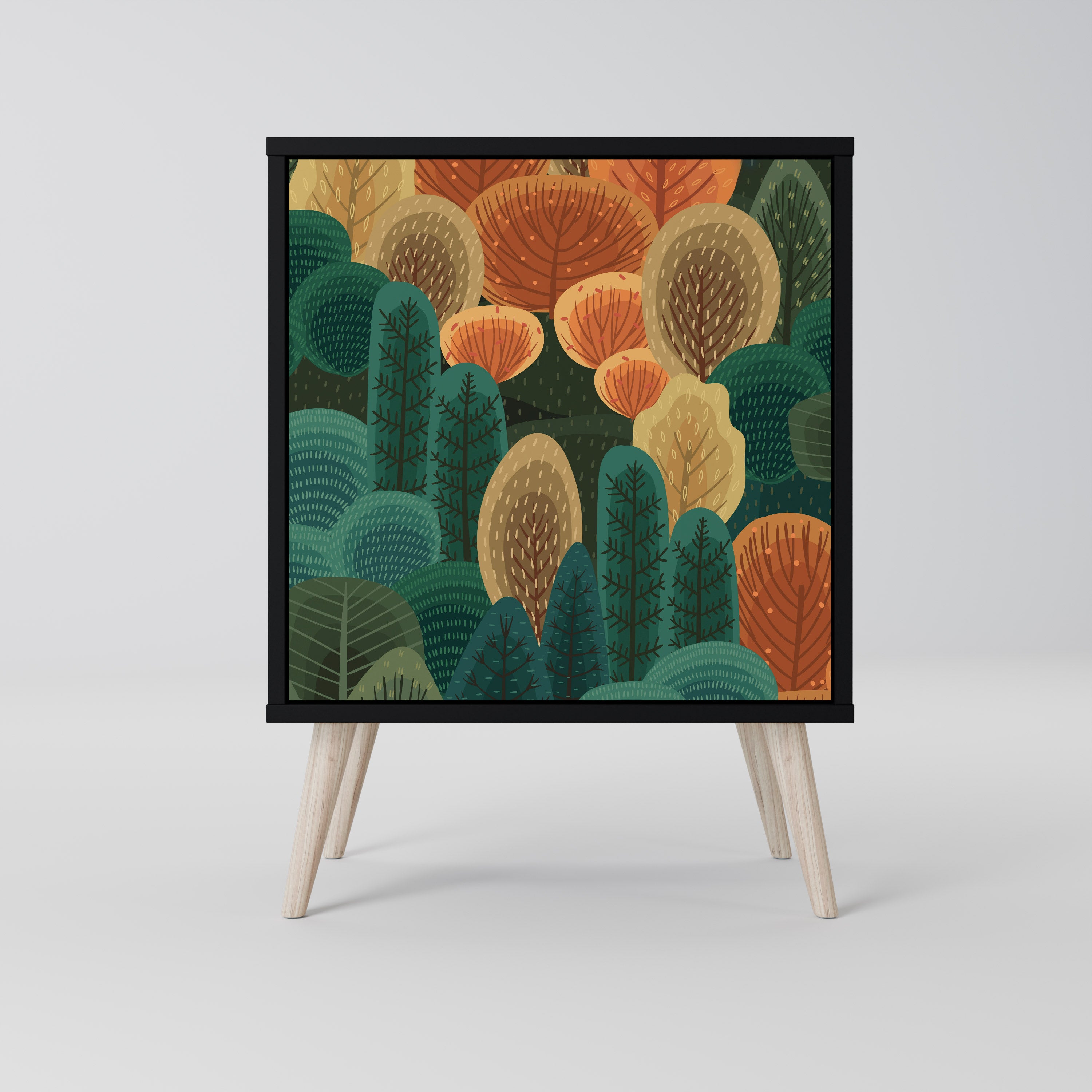 AUTUMN KALEIDOSCOPE 1-Door Sideboard in Black Finish