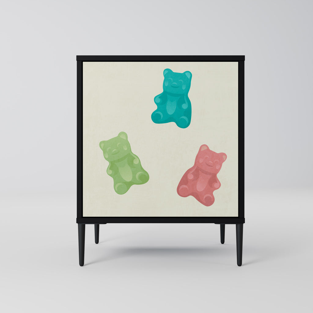 Aparador de 1 puerta GUMMY BEARS en acabado negro