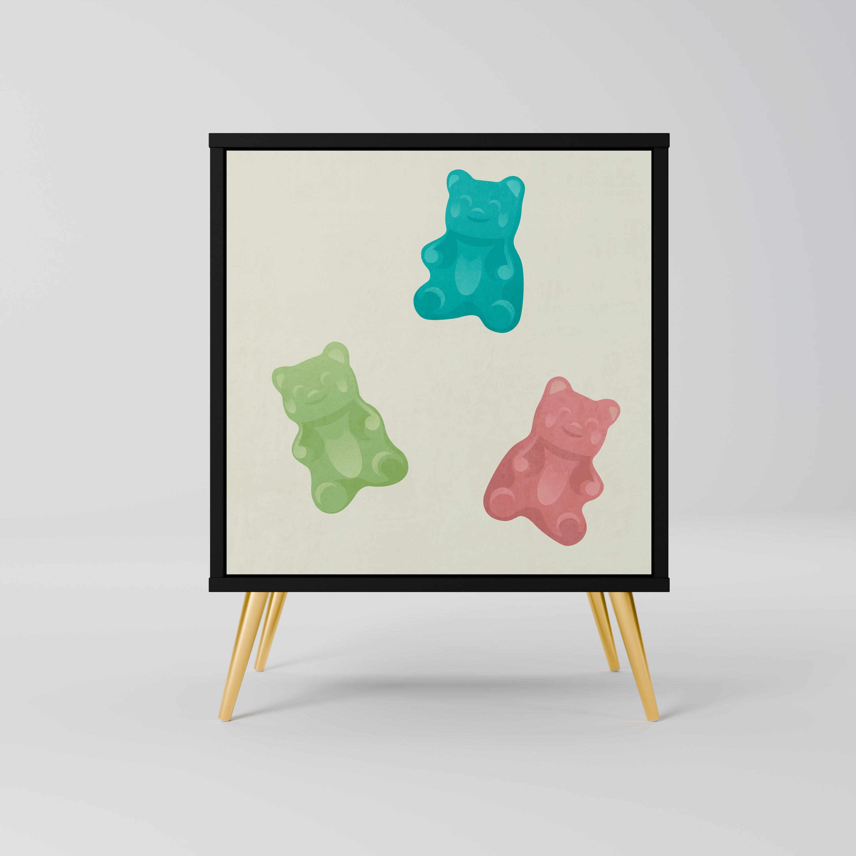 Aparador de 1 puerta GUMMY BEARS en acabado negro