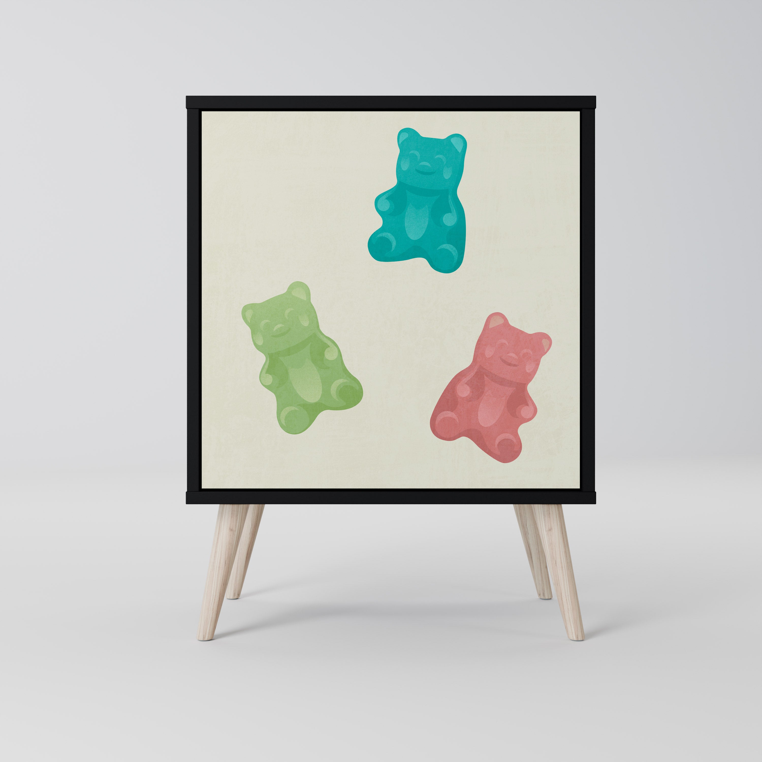 Aparador de 1 puerta GUMMY BEARS en acabado negro