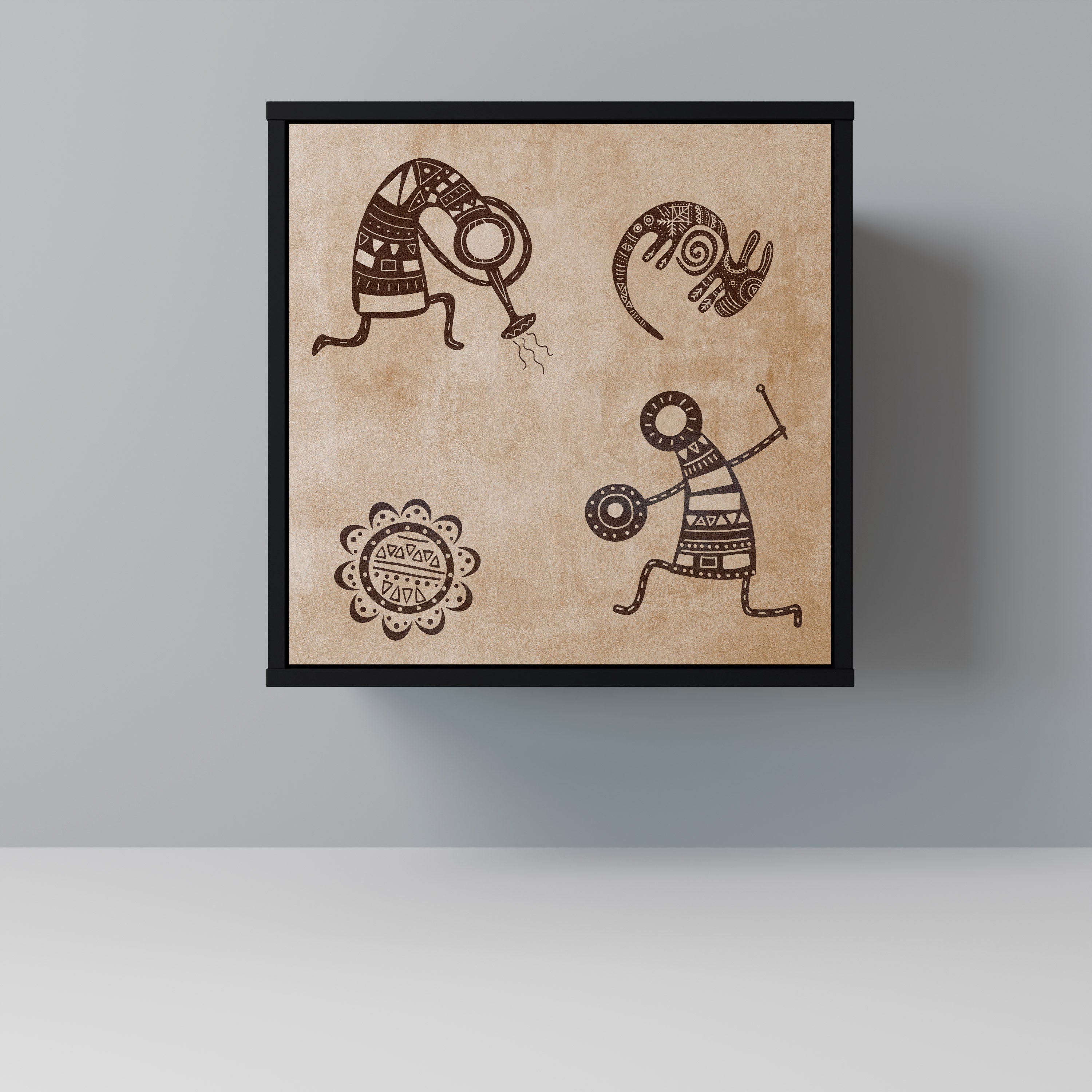 Aparador de estilo africano de una puerta en acabado negro