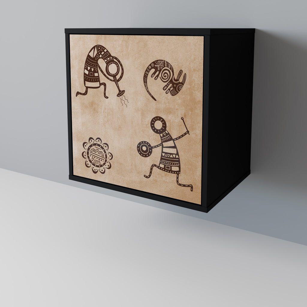 Aparador de estilo africano de una puerta en acabado negro