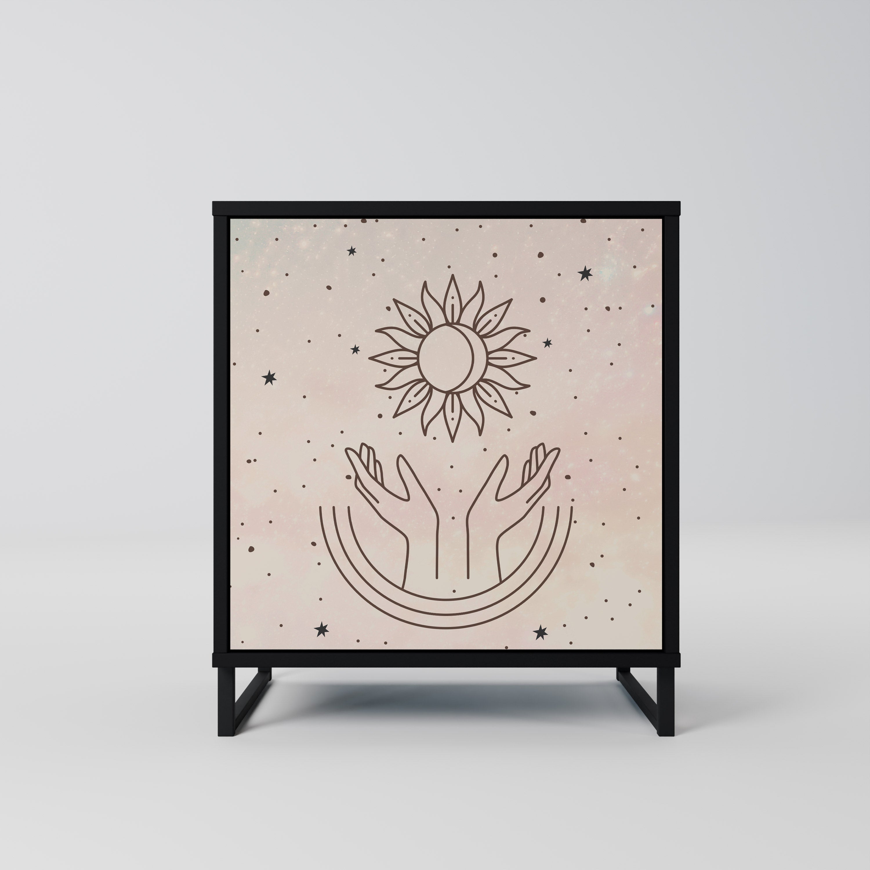 Aparador de 1 puerta DELICATE BEAUTY en acabado negro