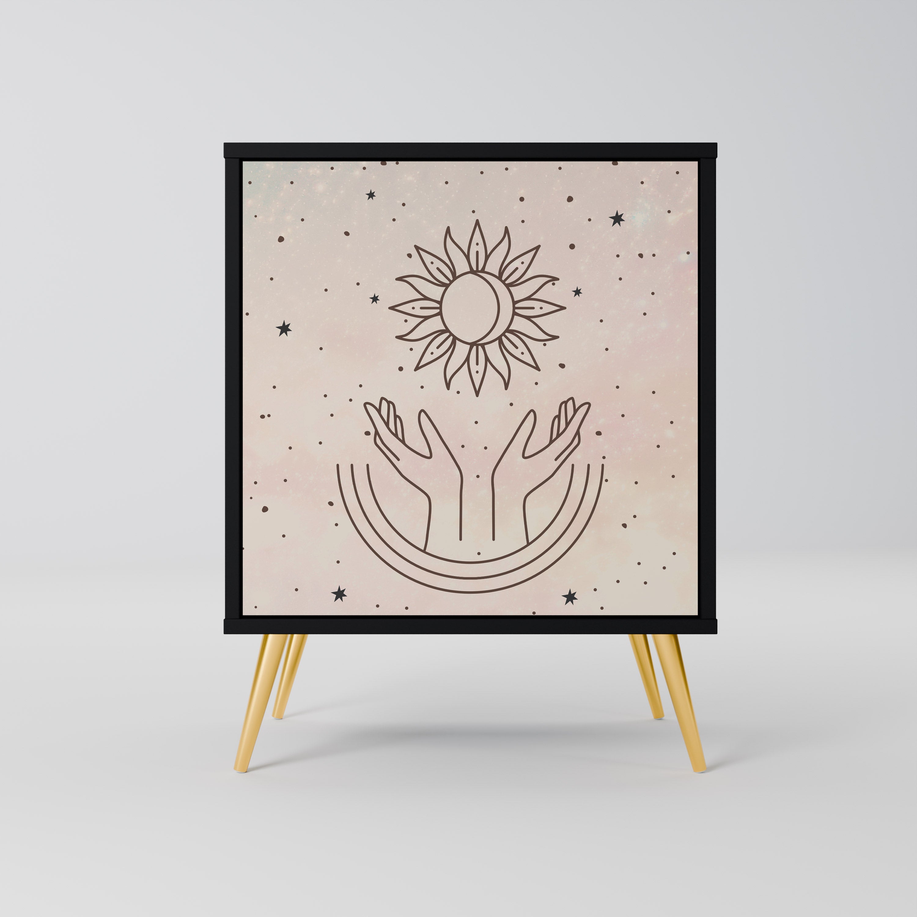 Aparador de 1 puerta DELICATE BEAUTY en acabado negro