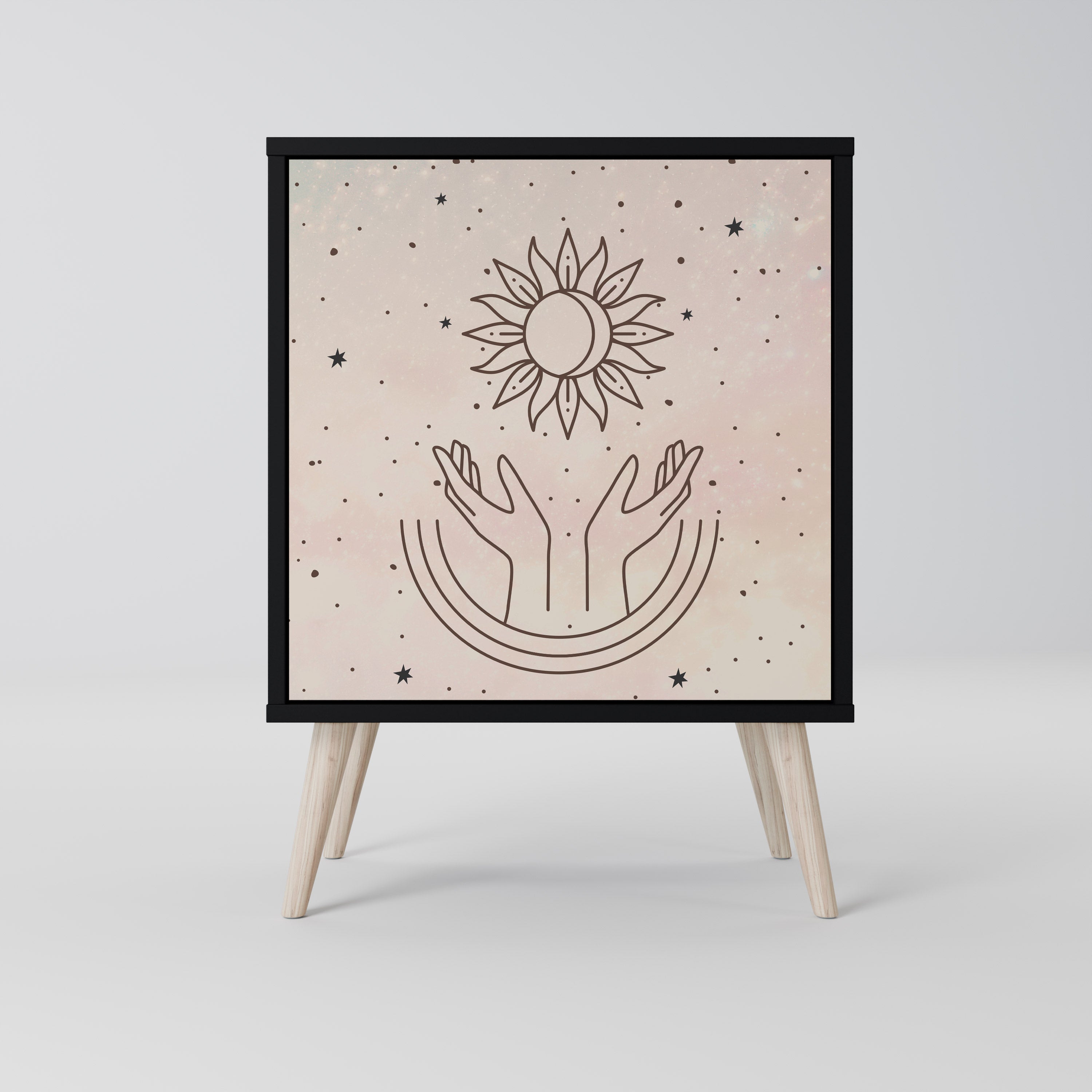 Aparador de 1 puerta DELICATE BEAUTY en acabado negro