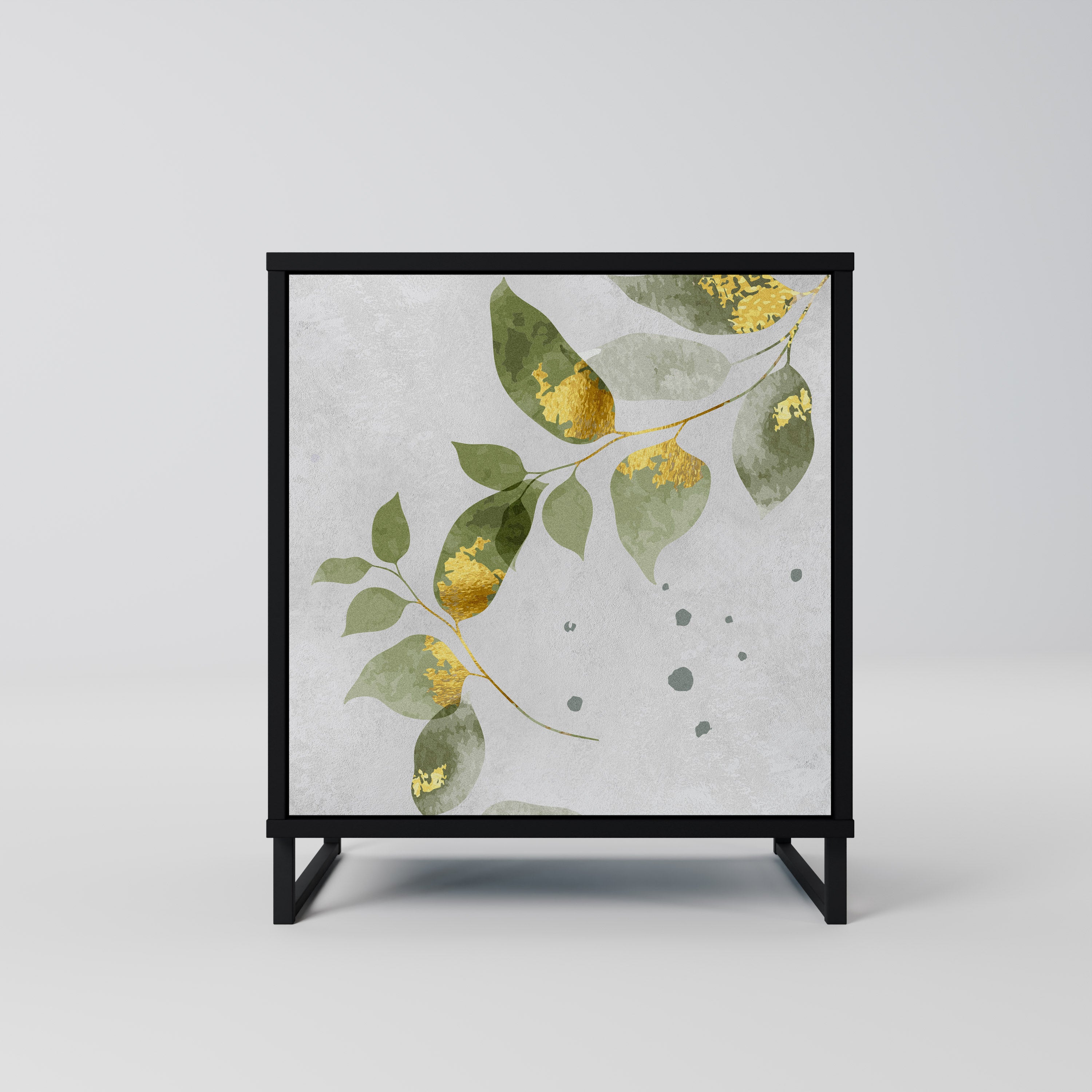 Aparador ELEGANT BOTANICS de 1 puerta en acabado negro