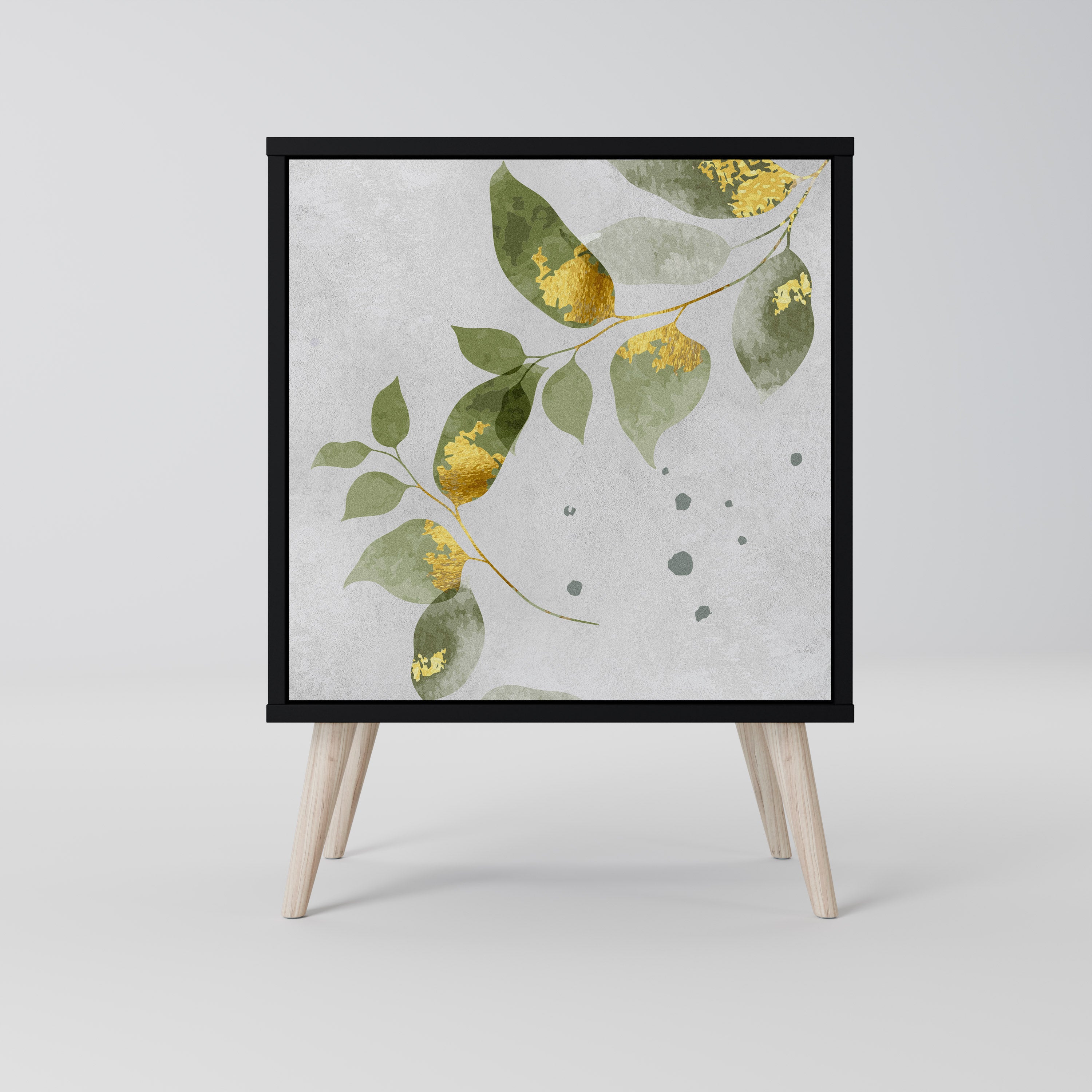 Aparador ELEGANT BOTANICS de 1 puerta en acabado negro