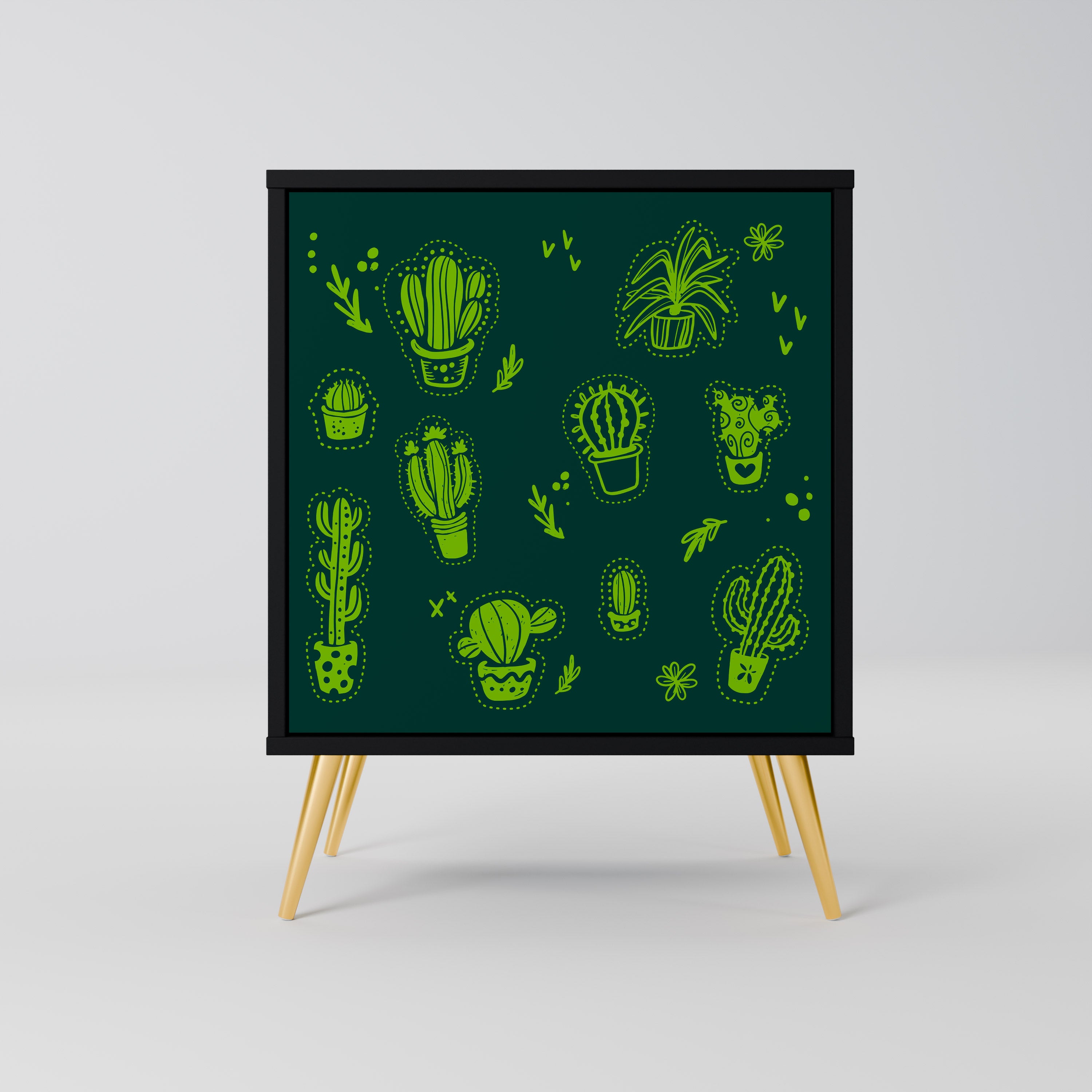 Aparador de una puerta DESERT GREEN con acabado negro