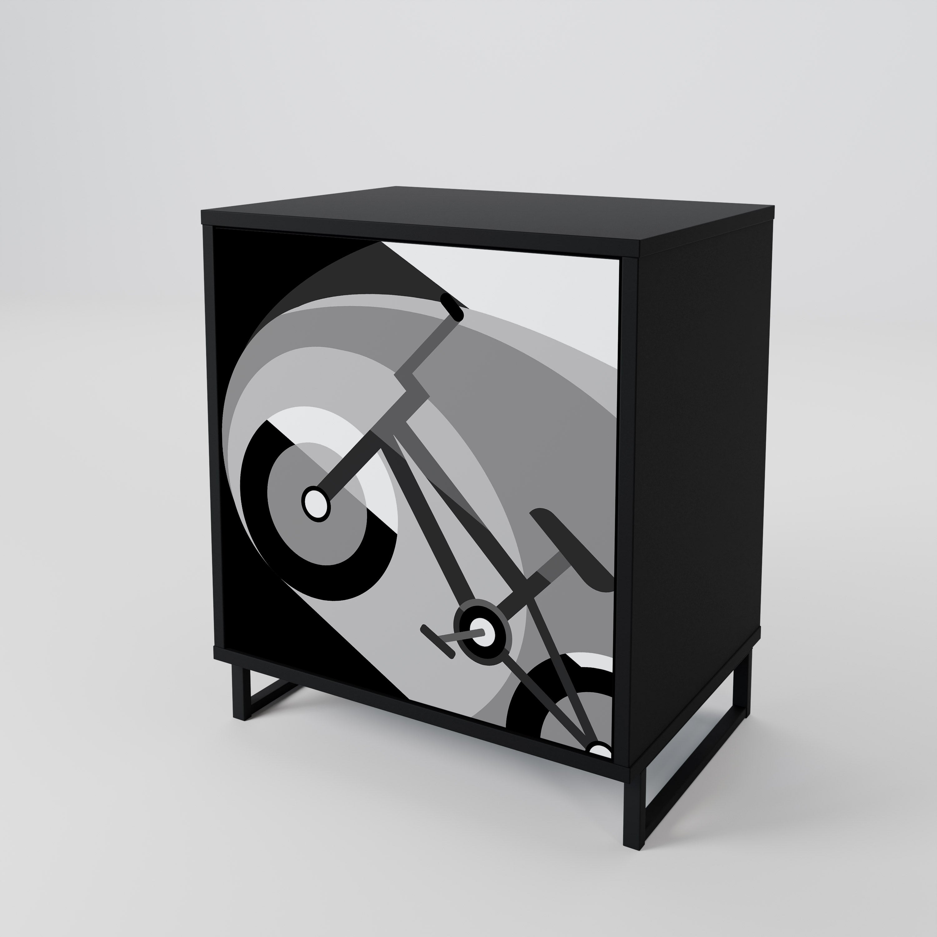 BIKE ENERGY 1-Door Sideboard in Black Finish