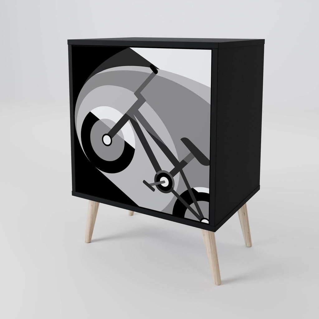BIKE ENERGY 1-Door Sideboard in Black Finish