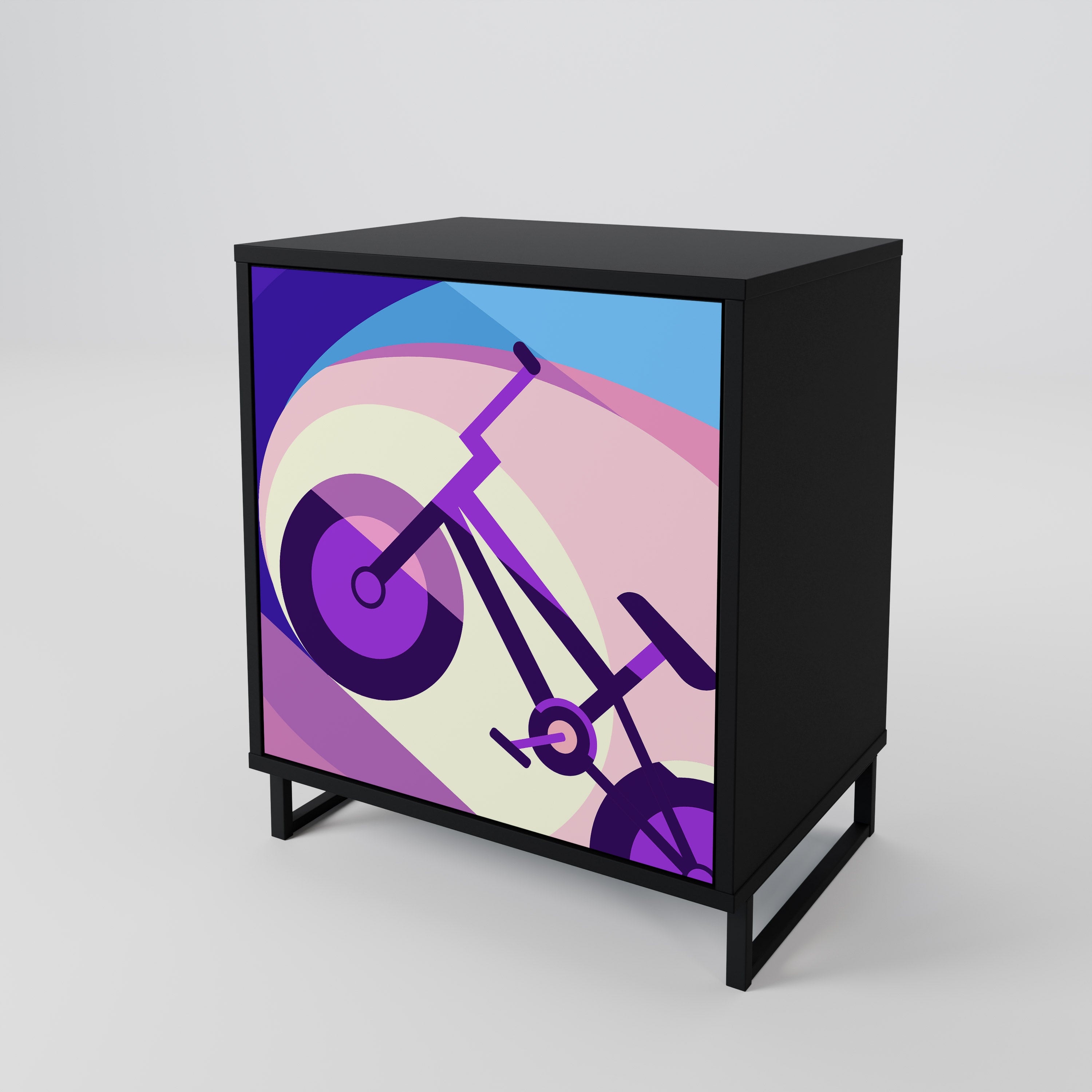 BIKE DREAMS 1-Door Sideboard in Black Finish