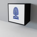 POLISH FOLK ART Aparador de 1 Puerta en Acabado Negro