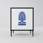 POLISH FOLK ART Aparador de 1 Puerta en Acabado Negro