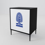 POLISH FOLK ART Aparador de 1 Puerta en Acabado Negro