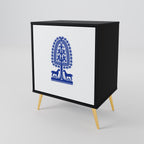 POLISH FOLK ART Aparador de 1 Puerta en Acabado Negro