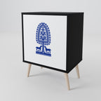 POLISH FOLK ART Aparador de 1 Puerta en Acabado Negro