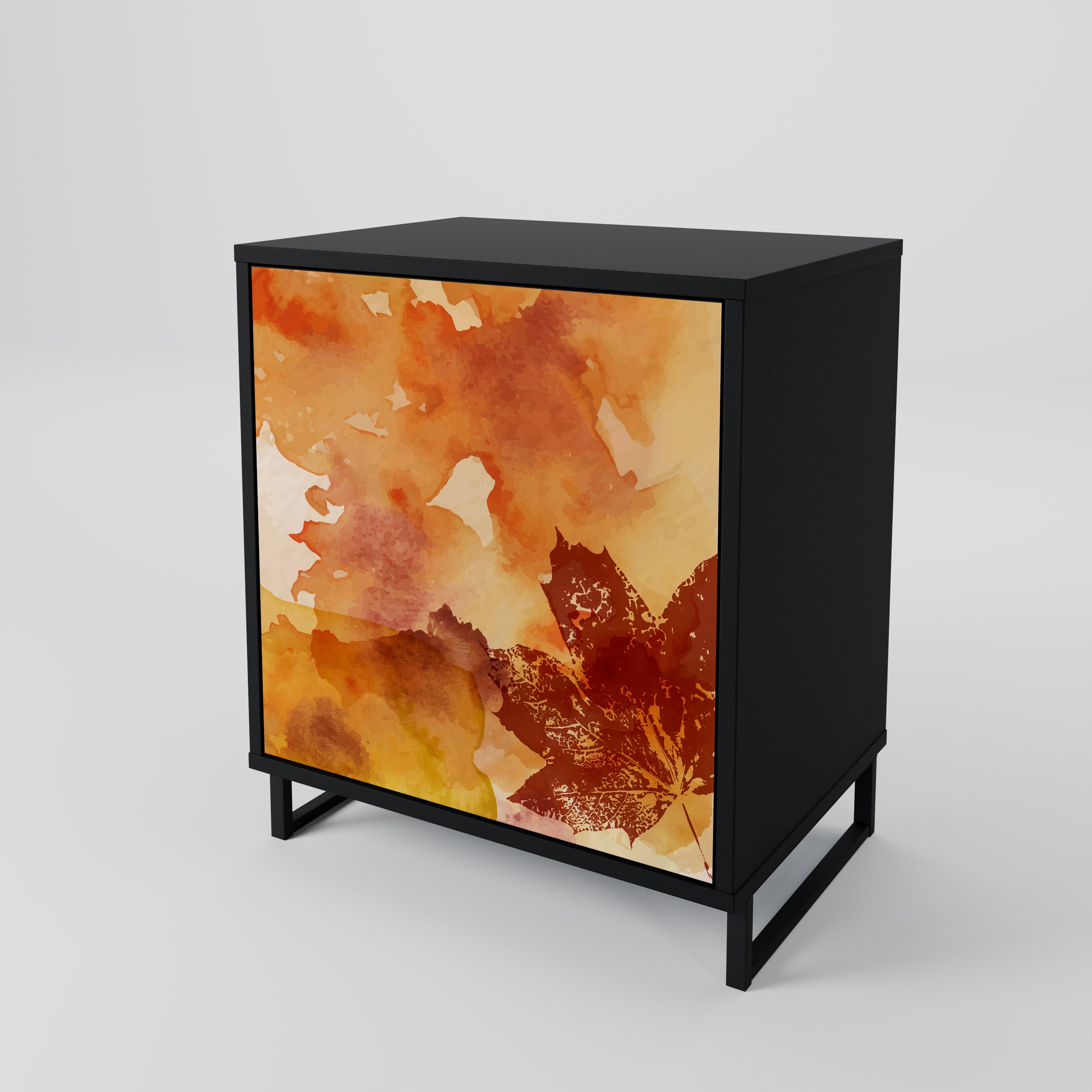 TRACES OF AUTUMN Aparador de 1 puerta en acabado negro