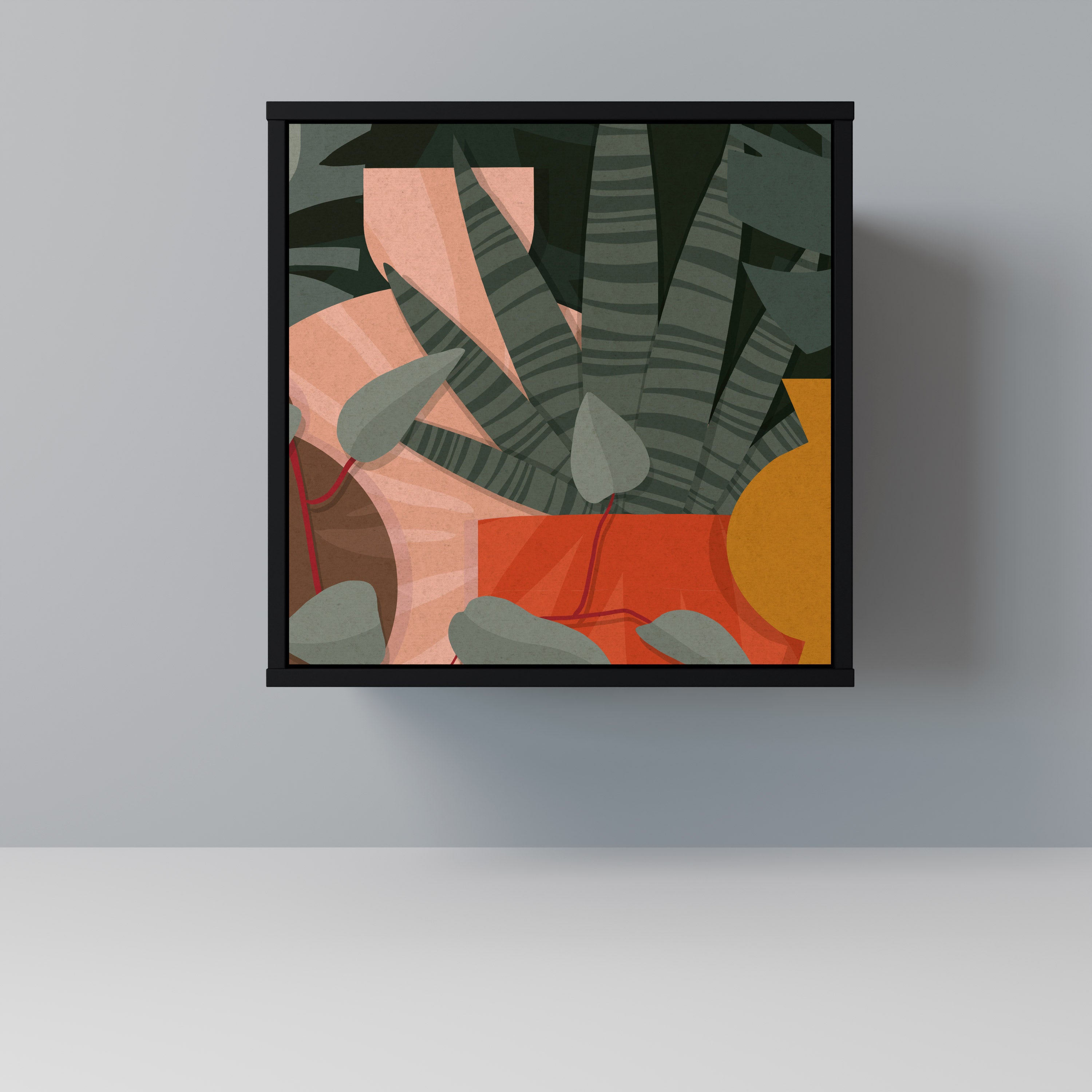 Aparador TROPICAL COMPOSITION de 1 puerta en acabado negro