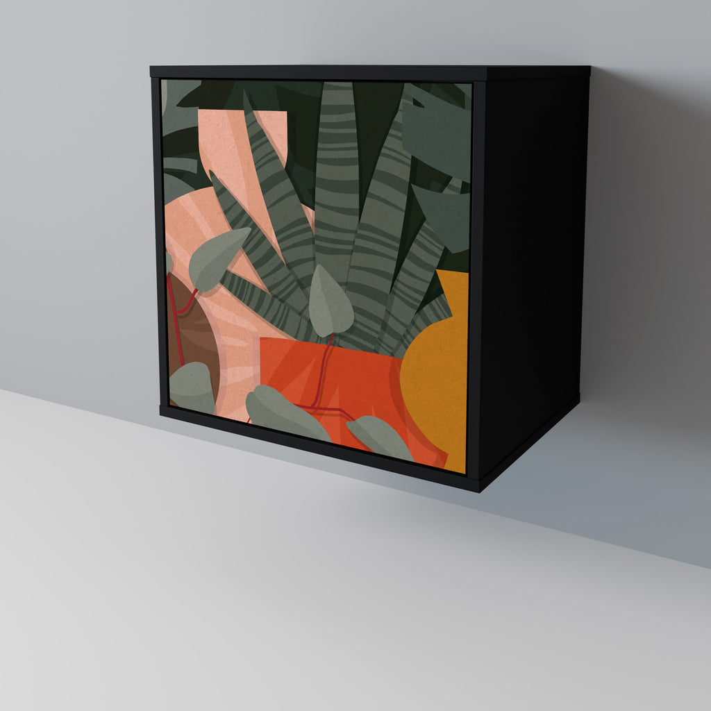 Aparador TROPICAL COMPOSITION de 1 puerta en acabado negro