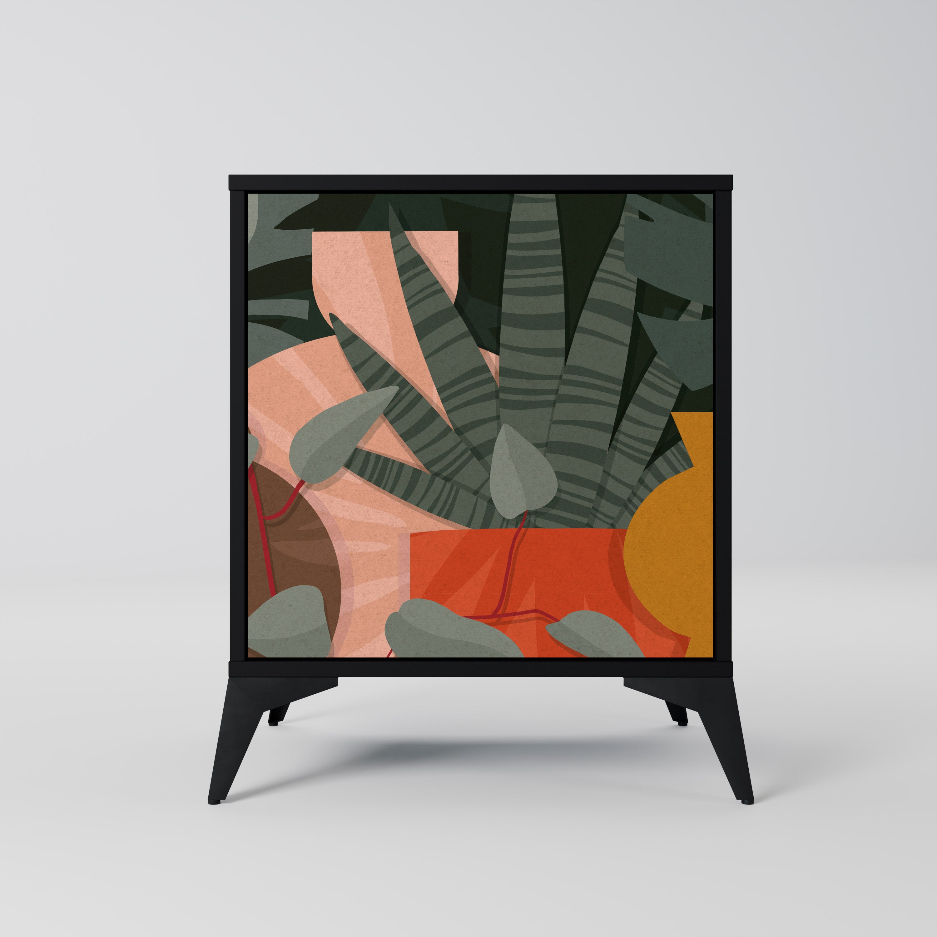 Aparador TROPICAL COMPOSITION de 1 puerta en acabado negro