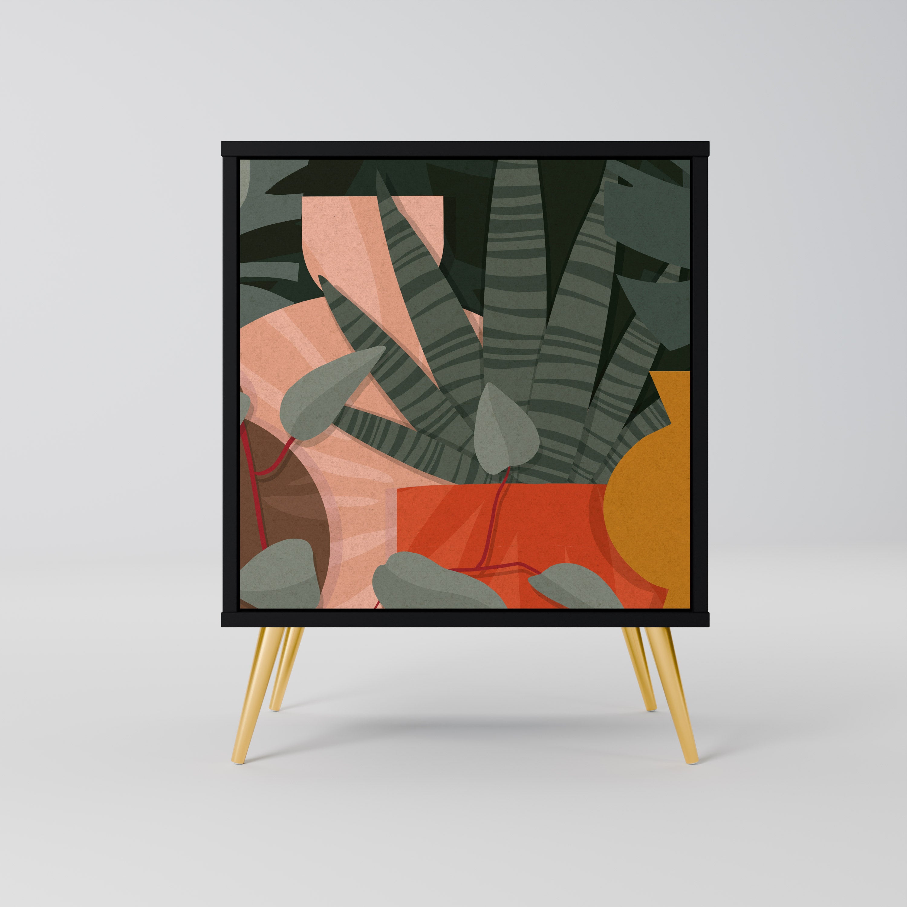 Aparador TROPICAL COMPOSITION de 1 puerta en acabado negro