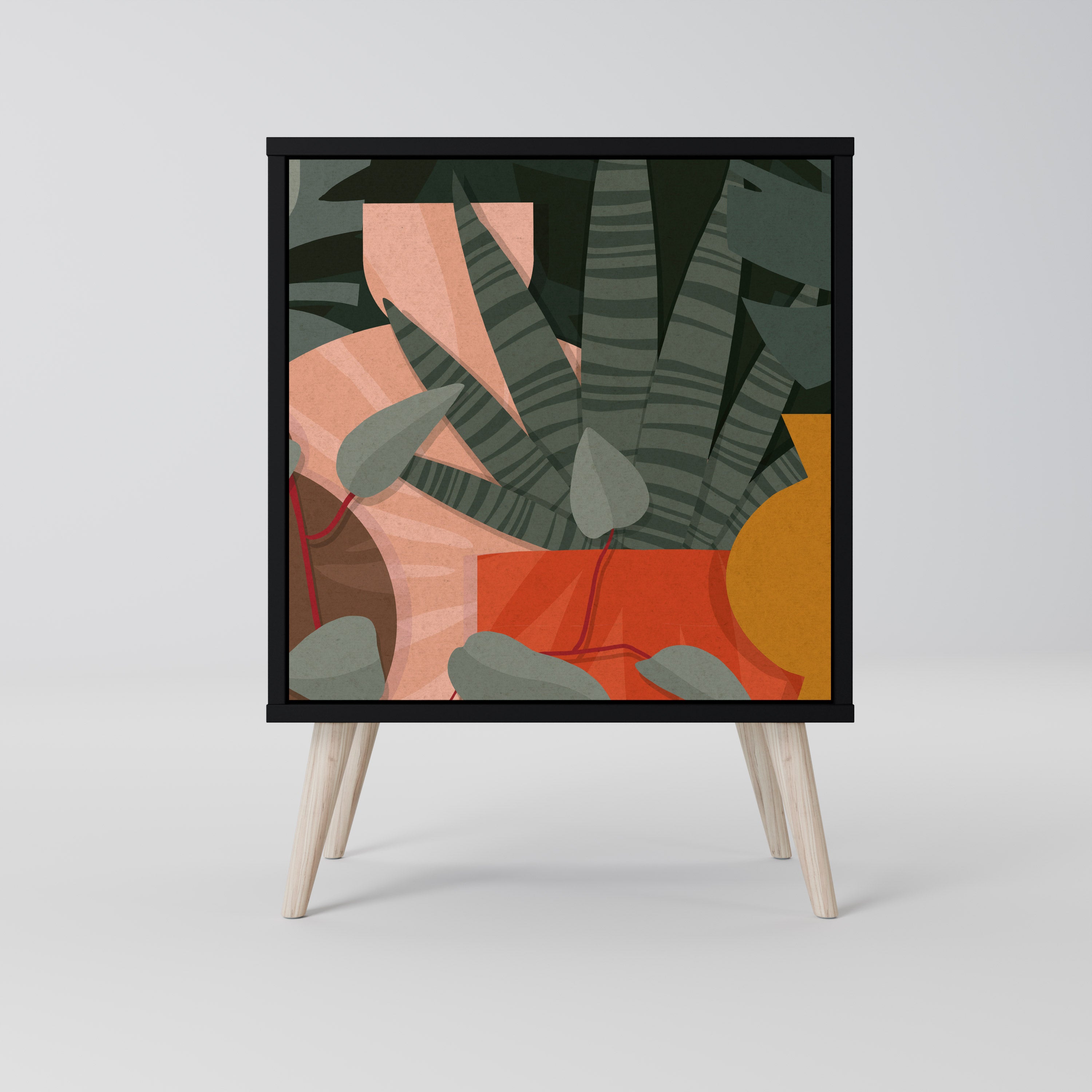 Aparador TROPICAL COMPOSITION de 1 puerta en acabado negro