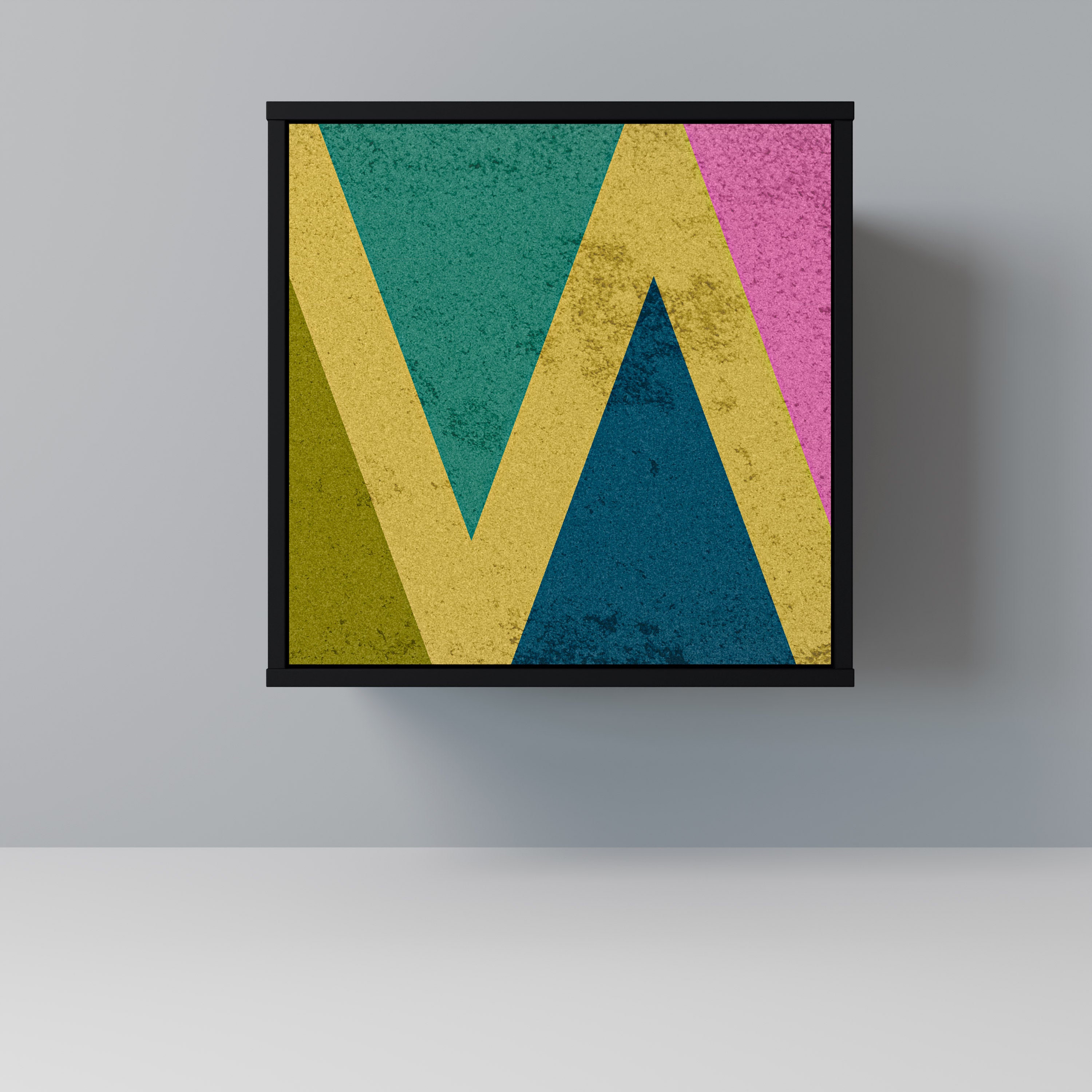 Aparador de 1 puerta COLORFUL TRIANGLES en acabado negro