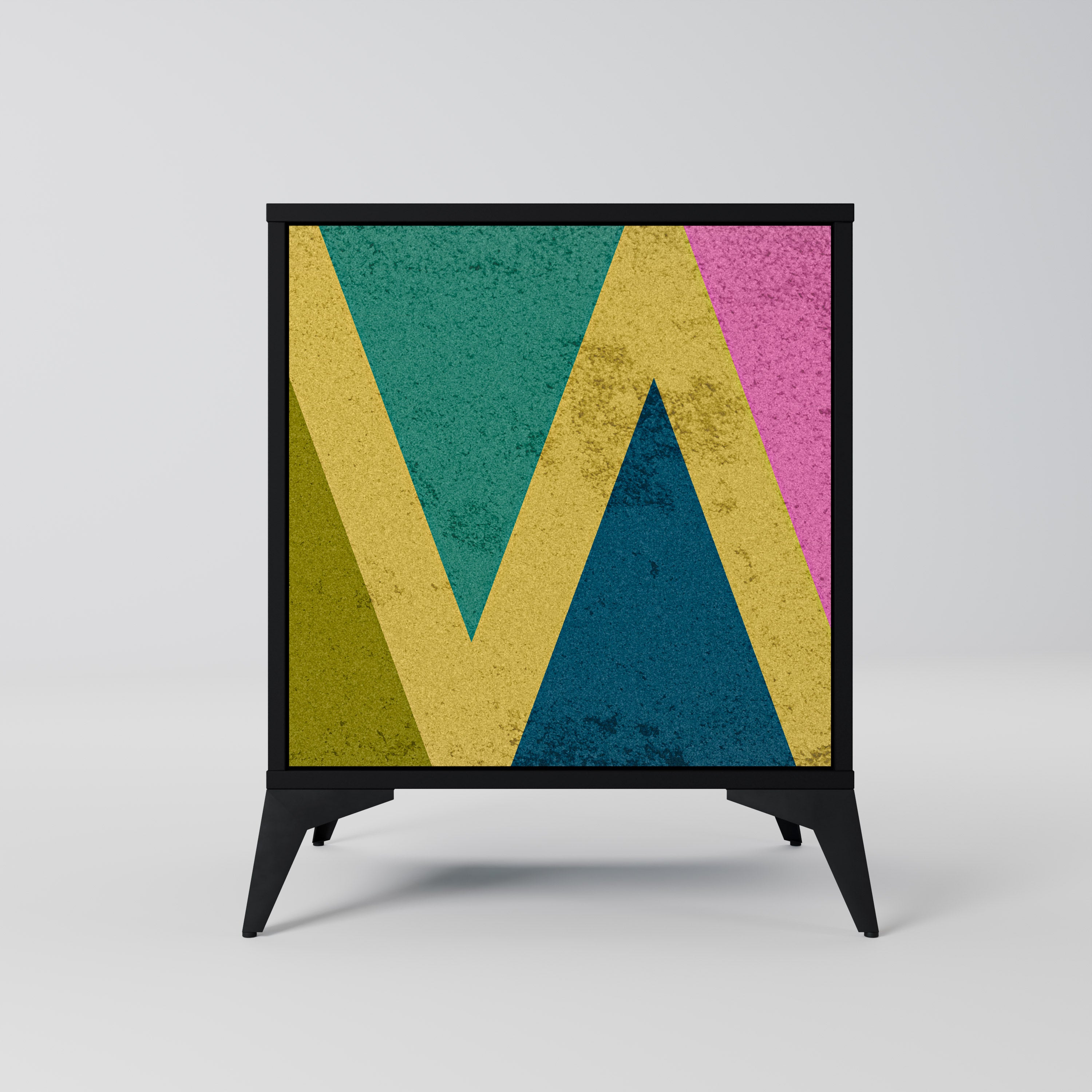 Aparador de 1 puerta COLORFUL TRIANGLES en acabado negro