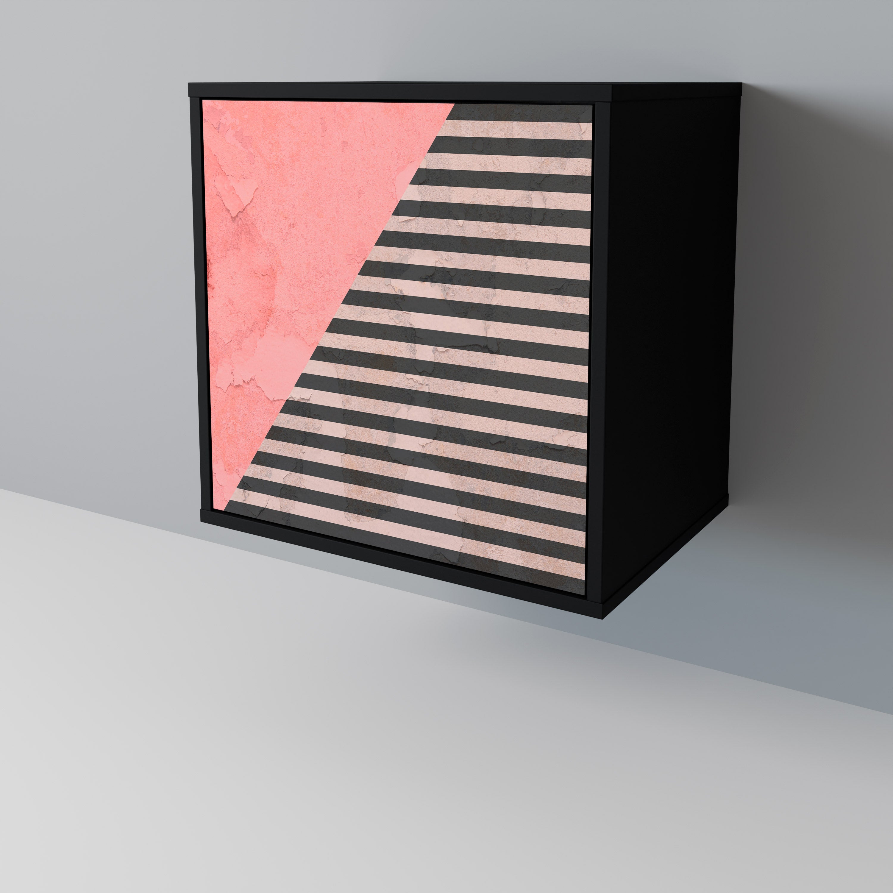 Aparador de una puerta GLAMOROUS STRIPE en acabado negro