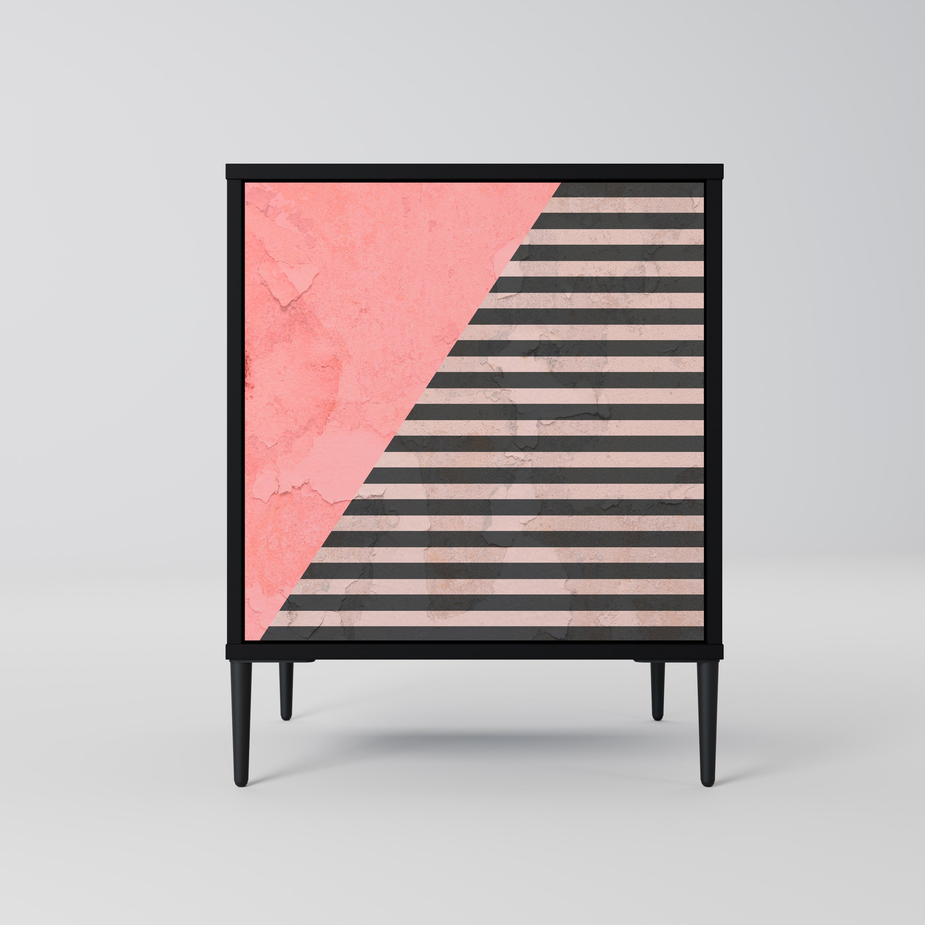 Aparador de una puerta GLAMOROUS STRIPE en acabado negro