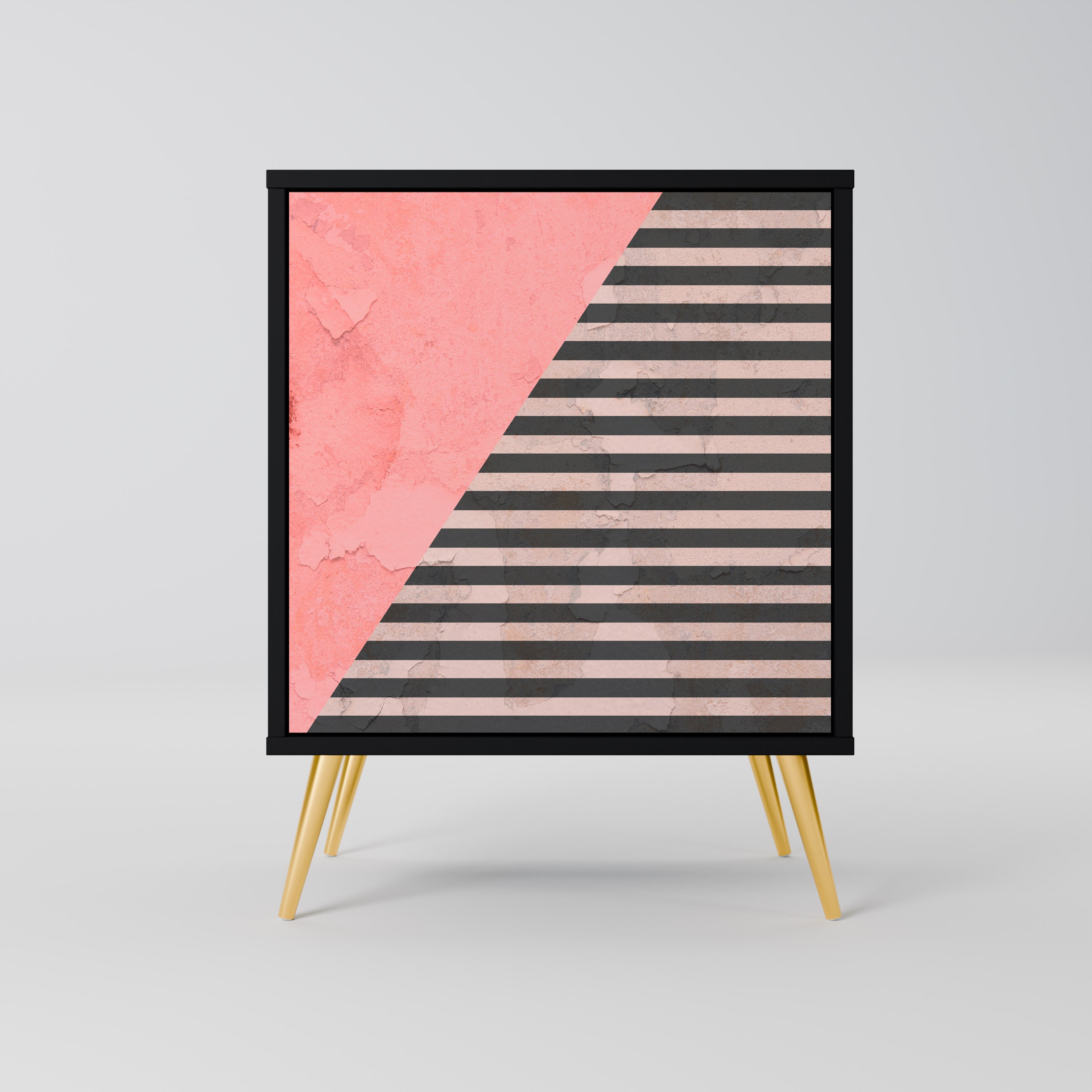 Aparador de una puerta GLAMOROUS STRIPE en acabado negro