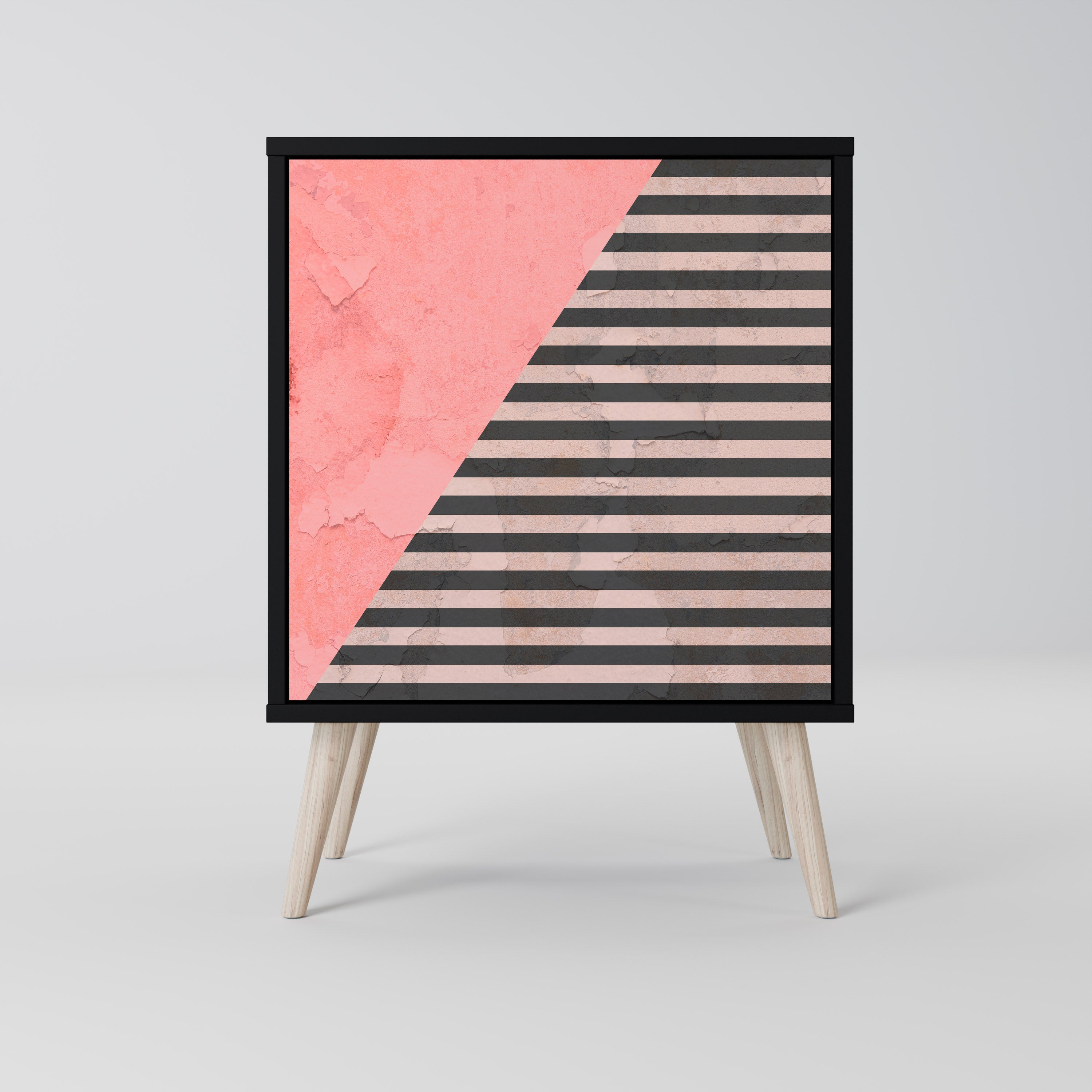 Aparador de una puerta GLAMOROUS STRIPE en acabado negro