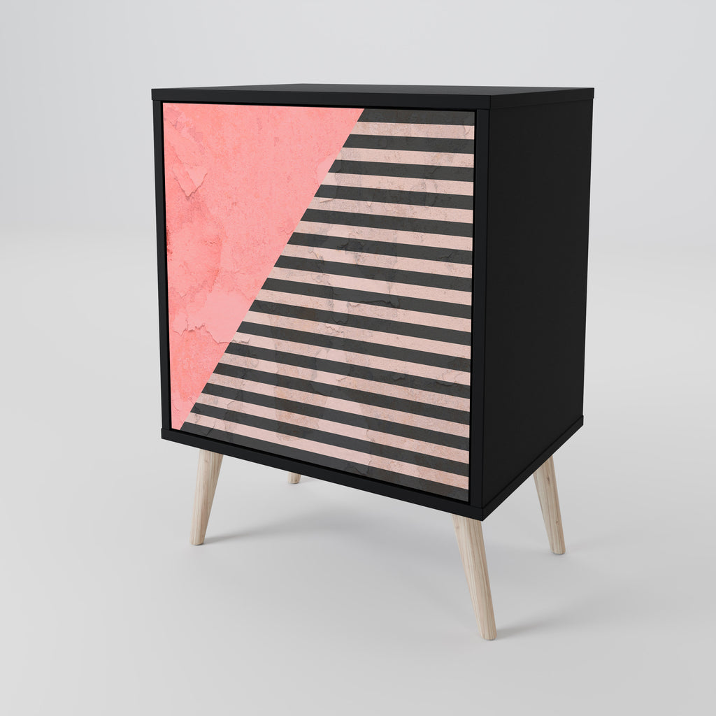 Aparador de una puerta GLAMOROUS STRIPE en acabado negro