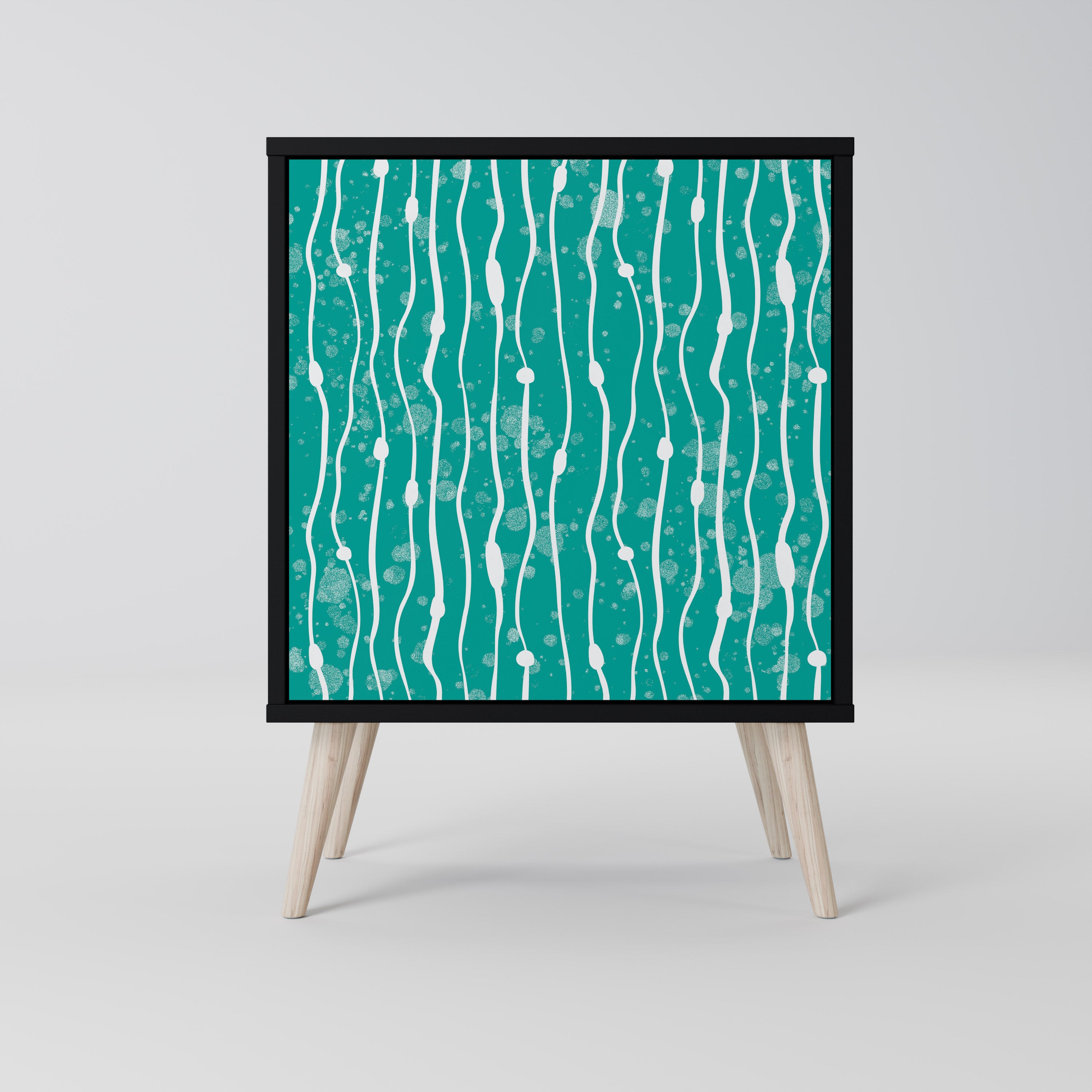 Aparador de una puerta TURQUOISE RAIN en acabado negro