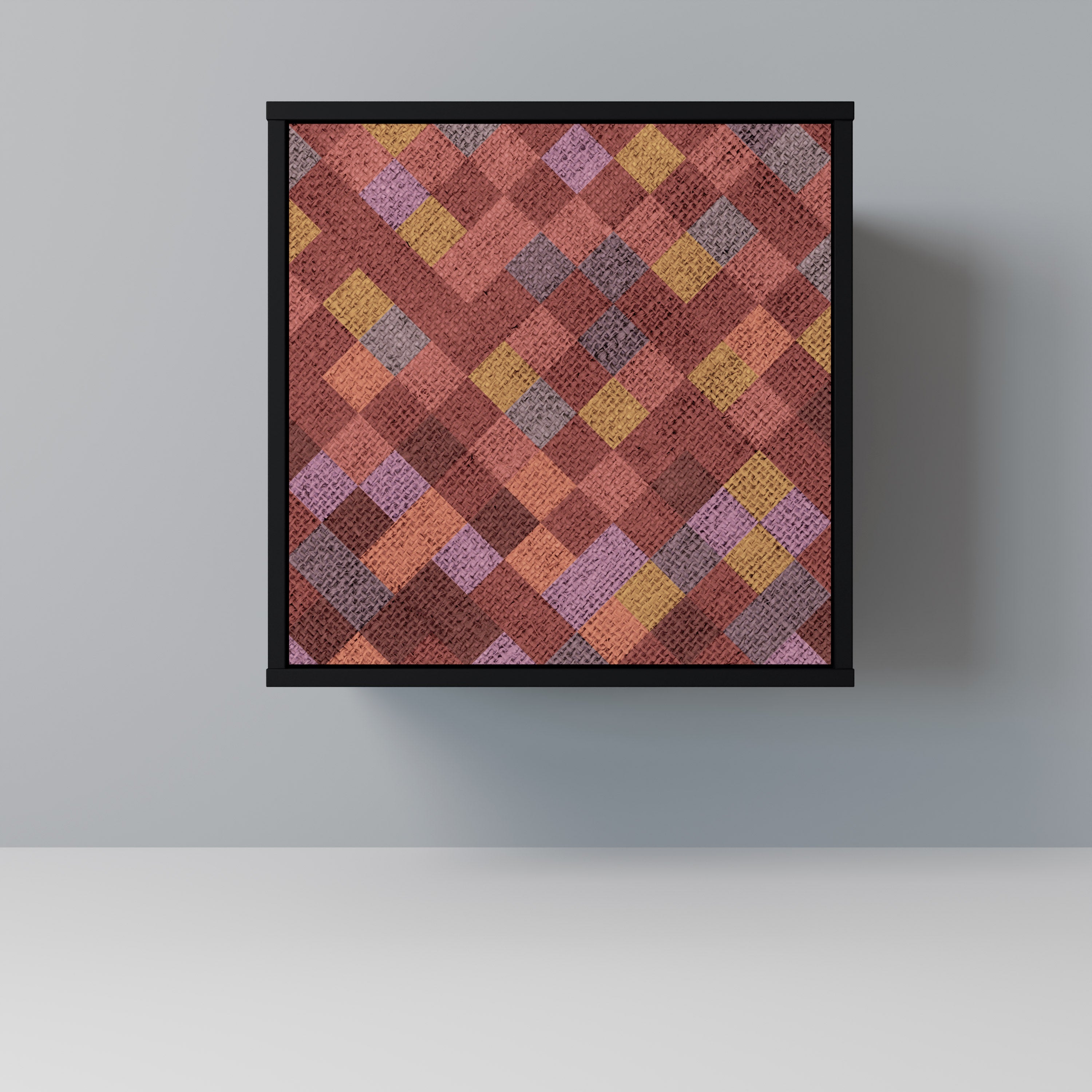 Aparador de 1 puerta PAINTED SQUARES en acabado negro