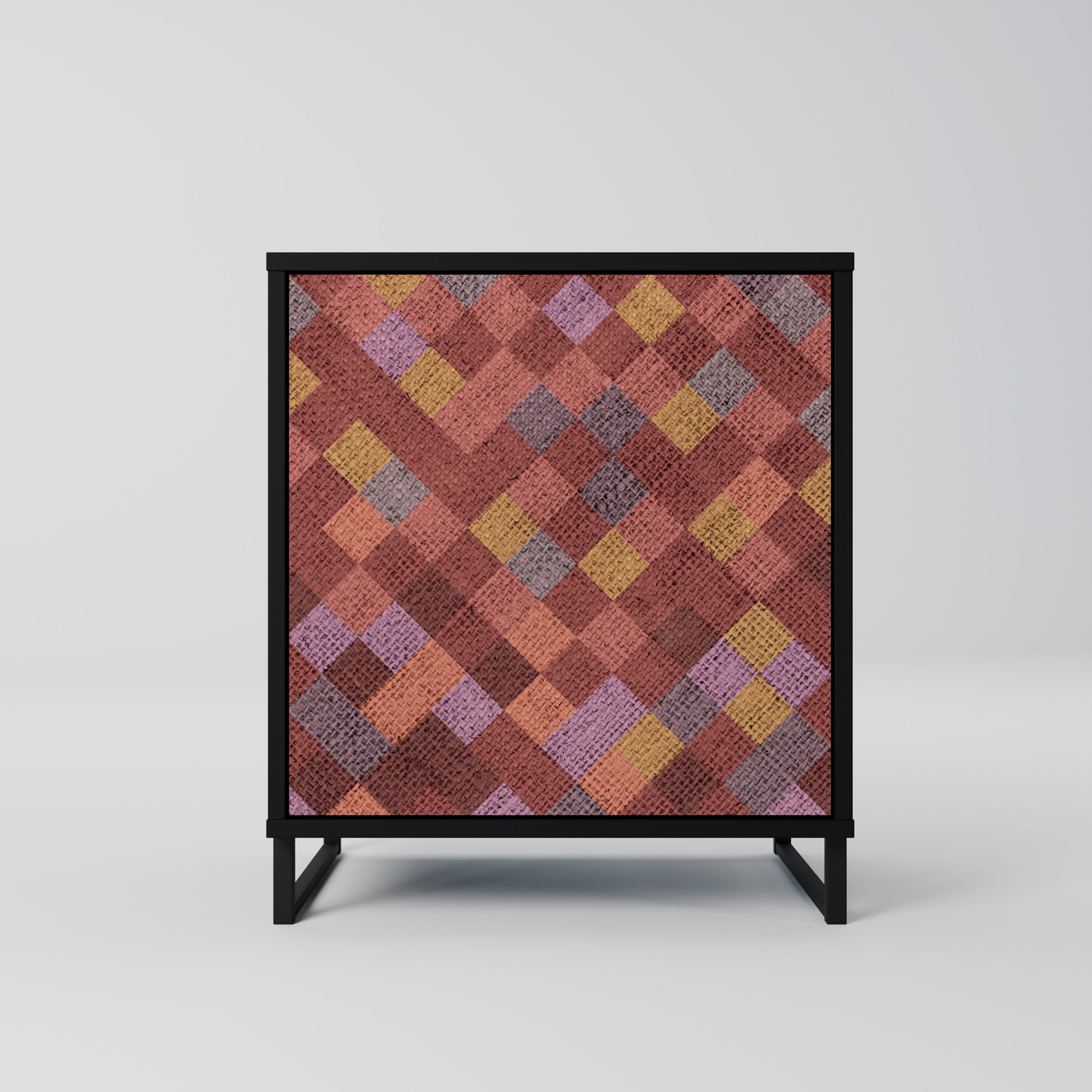 Aparador de 1 puerta PAINTED SQUARES en acabado negro